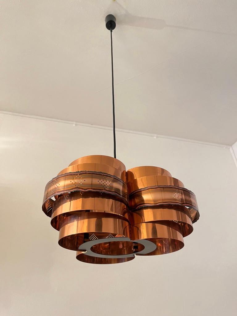 Danish Copper Pendant Lamp by Verner Schou ca. 1960s For Sale 4