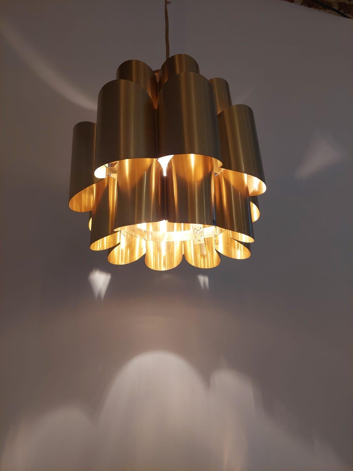 Danish copper pendant lamp, Werner Schou for Coronell Elektro, Denmark 1960s
