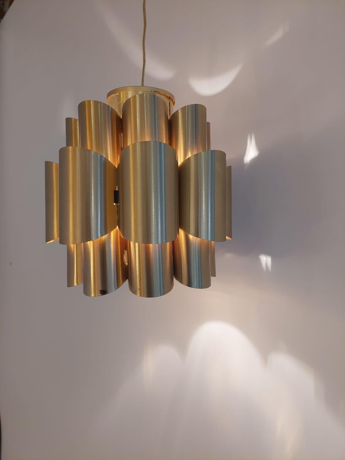 Mid-Century Modern Danish copper pendant lamp, Werner Schou for Coronell Elektro, Denmark 1960s For Sale