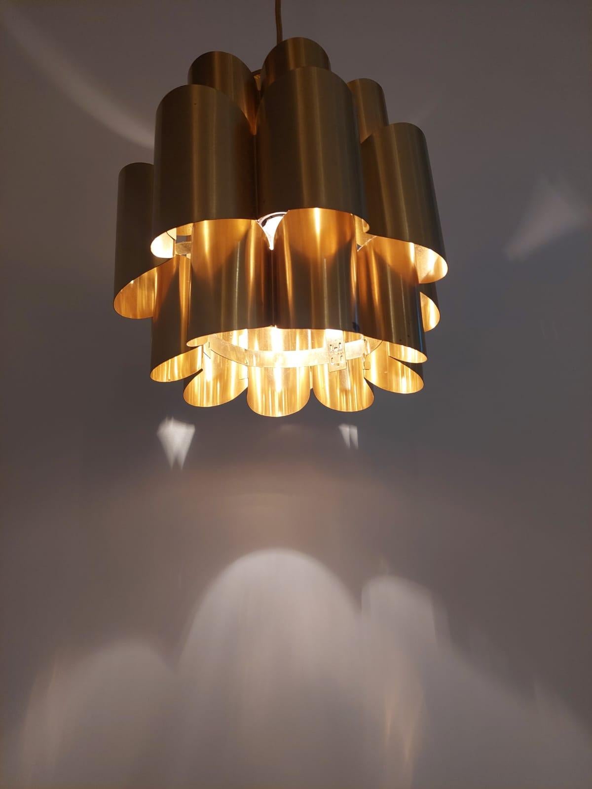 Mid-20th Century Danish copper pendant lamp, Werner Schou for Coronell Elektro, Denmark 1960s For Sale