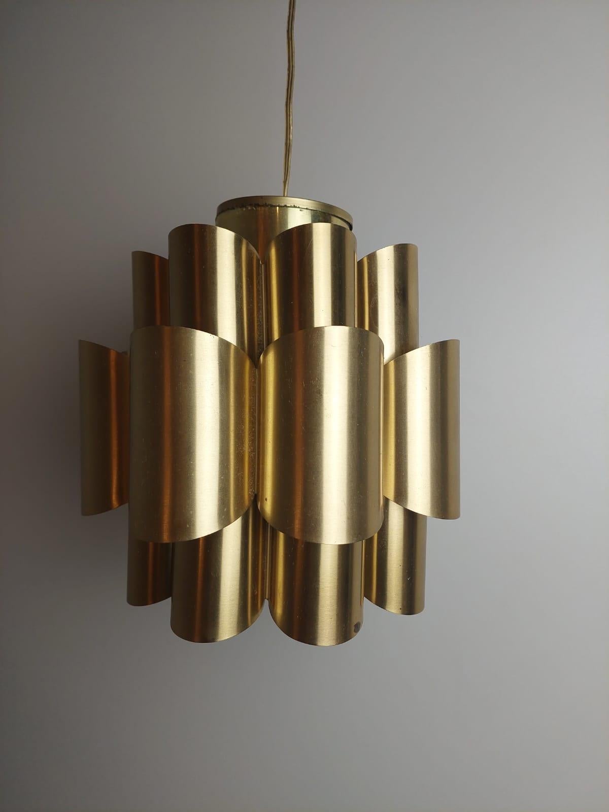 Danish copper pendant lamp, Werner Schou for Coronell Elektro, Denmark 1960s For Sale 1