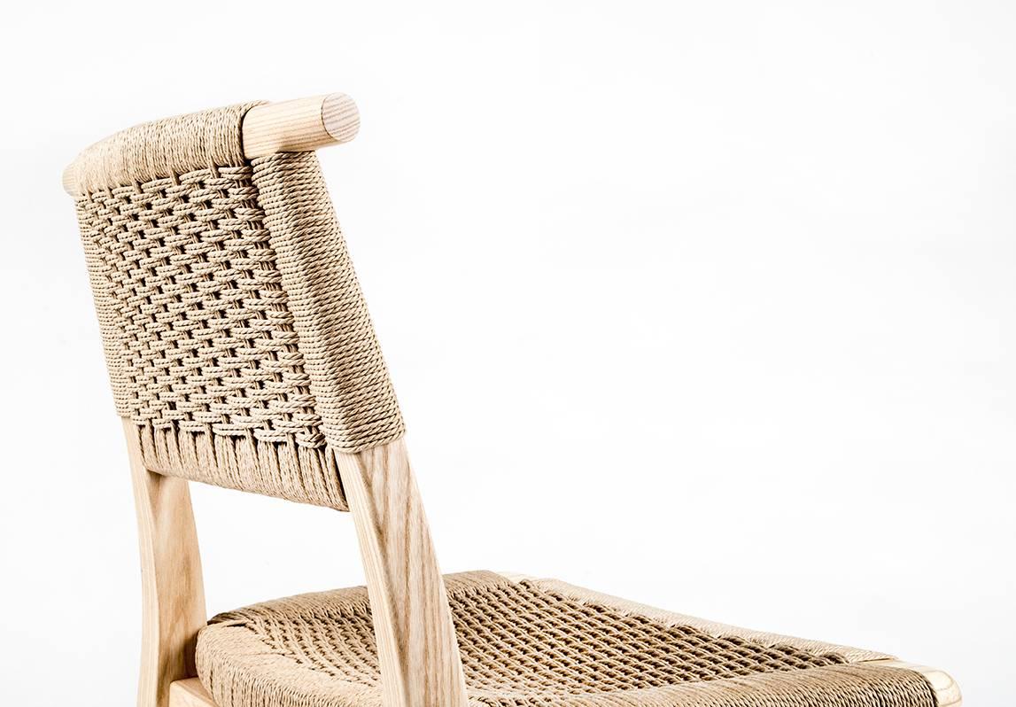 American Chair, Woven Danish Cord, Hardwood, Mid Century, Dining, Office, Custom For Sale