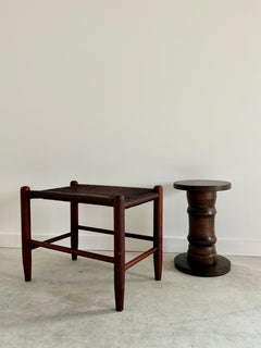 Danish Cord Woven Bench Ottoman Hand-Crafted Midcentury (France) 1960s Weathered