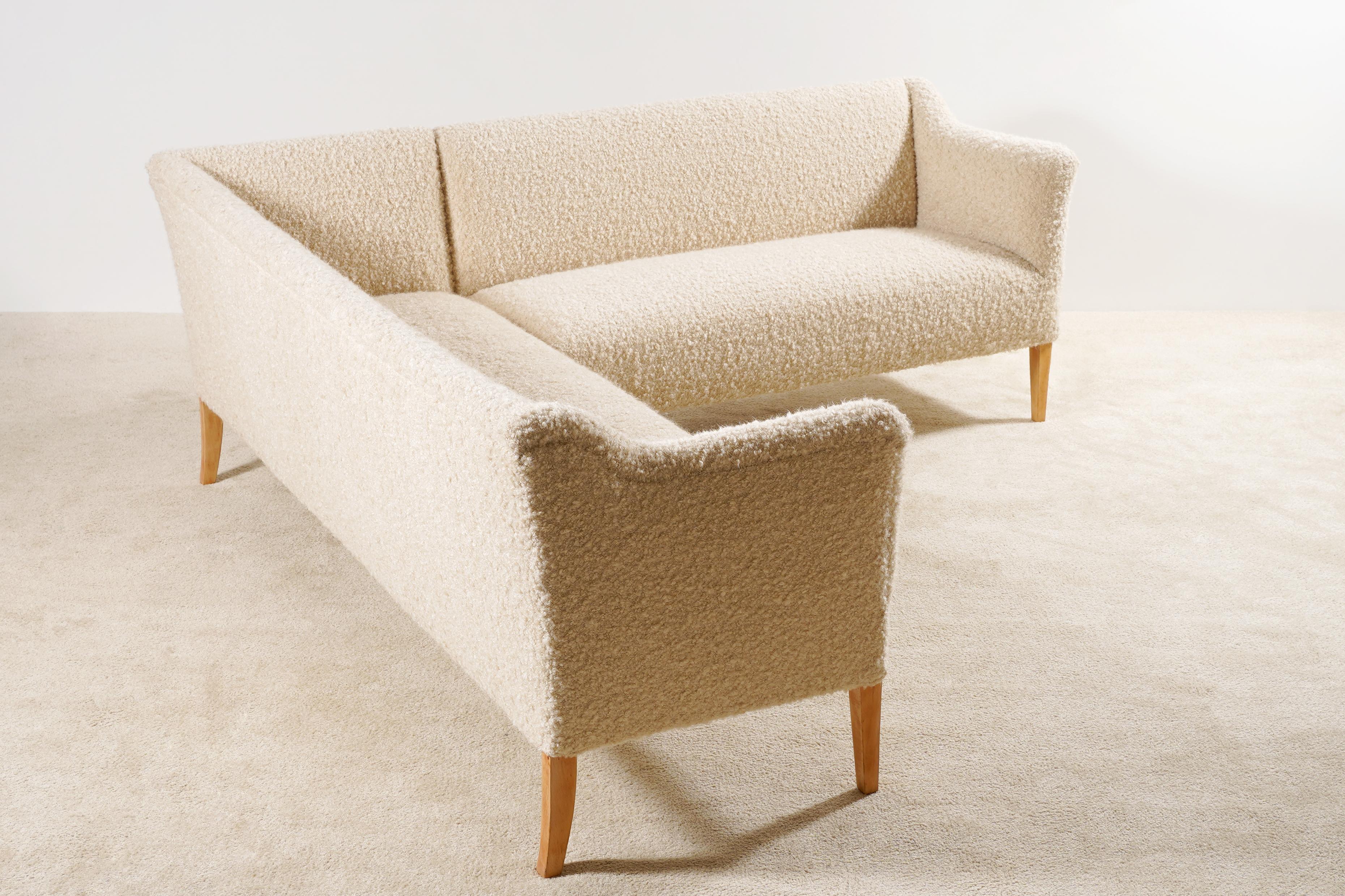 Mid-20th Century Danish Corner Sofa, Original Piece from the 1950s Newly Upholstered