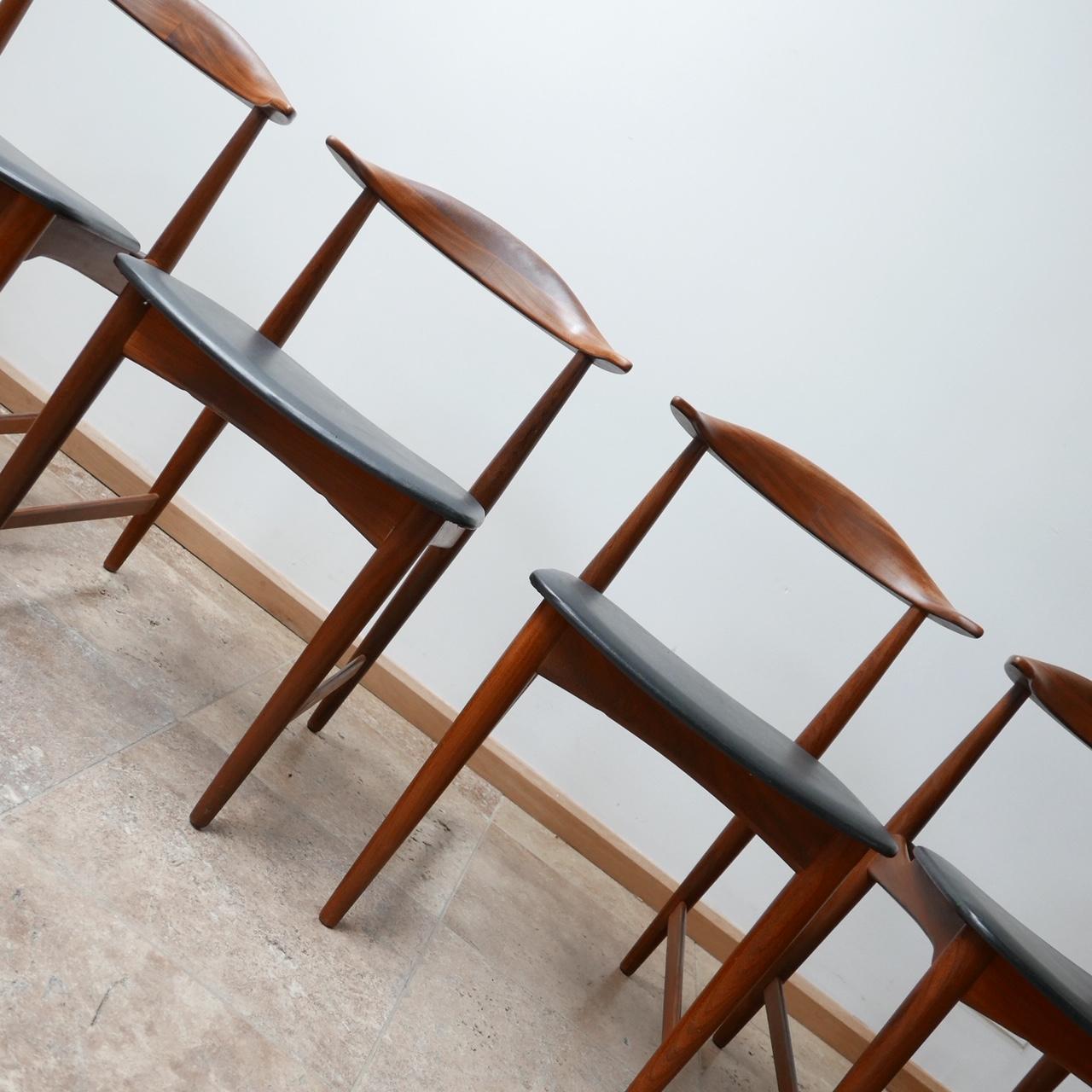 Mid-Century Modern Danish 'Cow Horn' Midcentury Teak Dining Chairs '4'