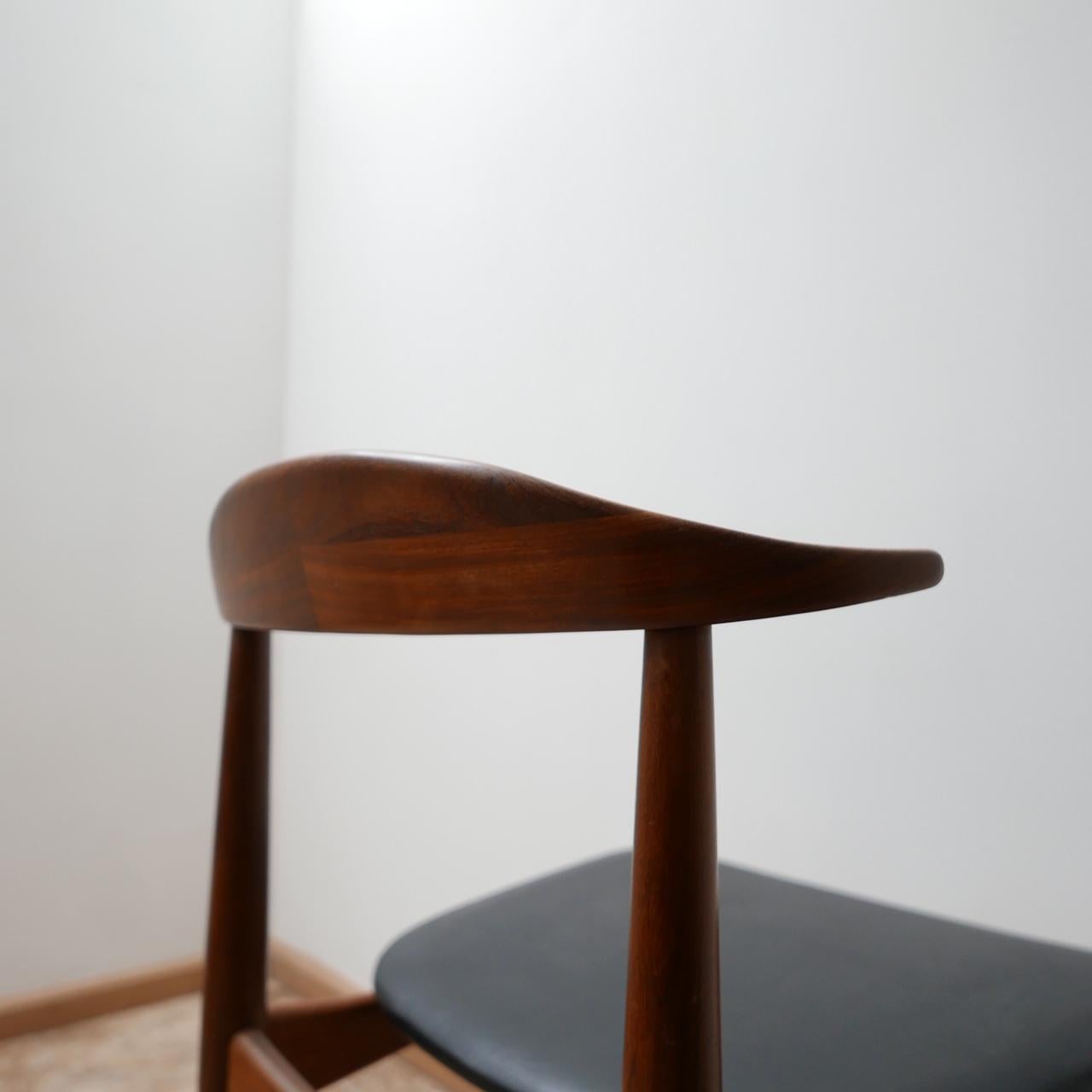 Leather Danish 'Cow Horn' Midcentury Teak Dining Chairs '4'