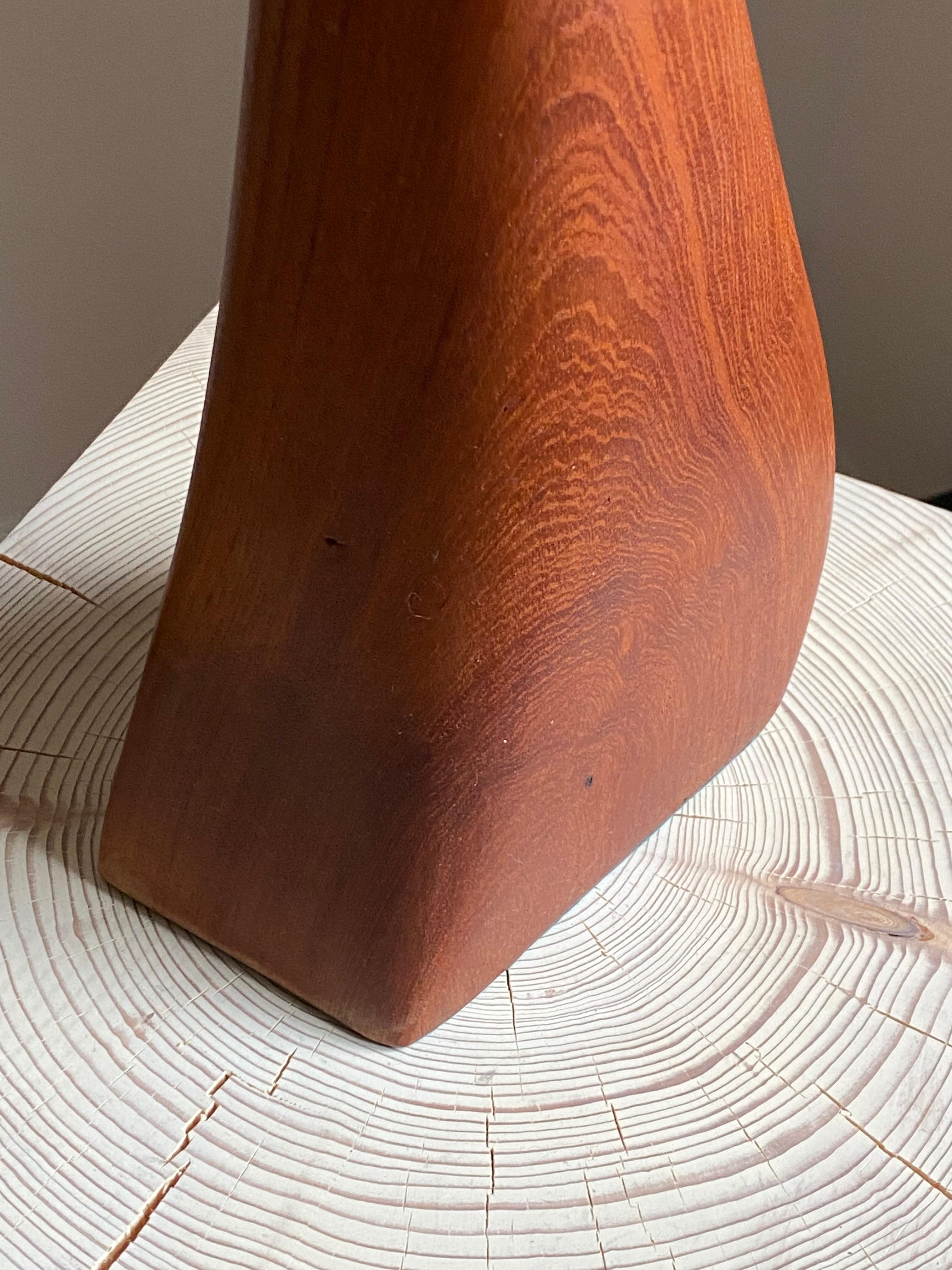 Danish Craft, Organic Table Lamp, Sculpted Solid Teak, Denmark, 1960s In Good Condition In High Point, NC