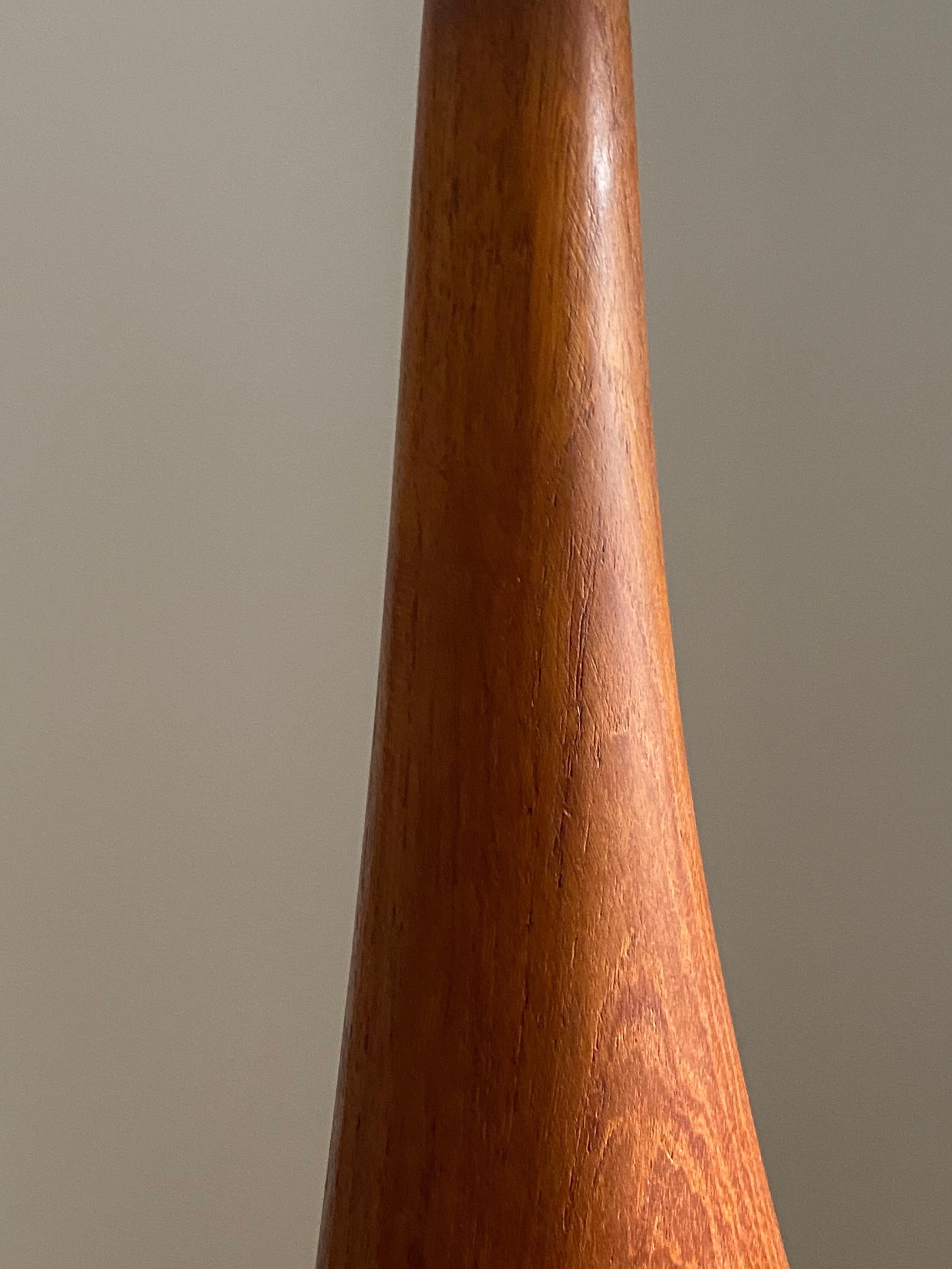 Mid-20th Century Danish Craft, Organic Table Lamp, Sculpted Solid Teak, Denmark, 1960s