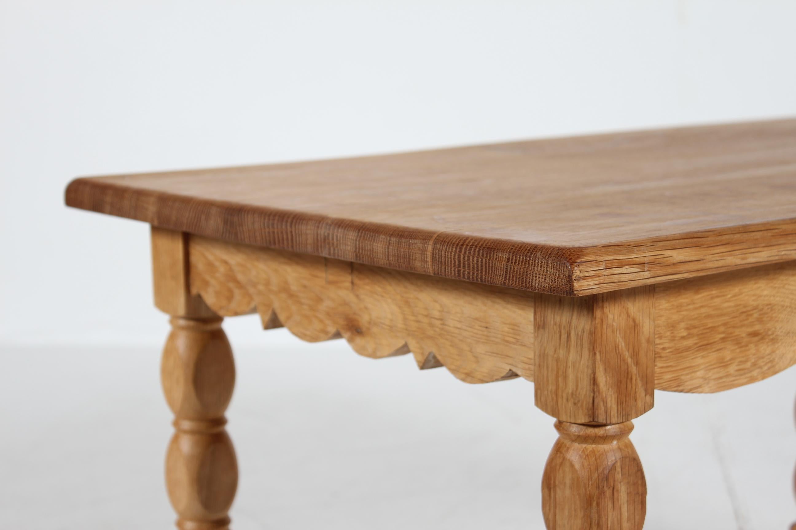 Mid-Century Modern Danish Crafted Coffee Table of Solid Oak in Henning  Kjærnulf Style 1970s