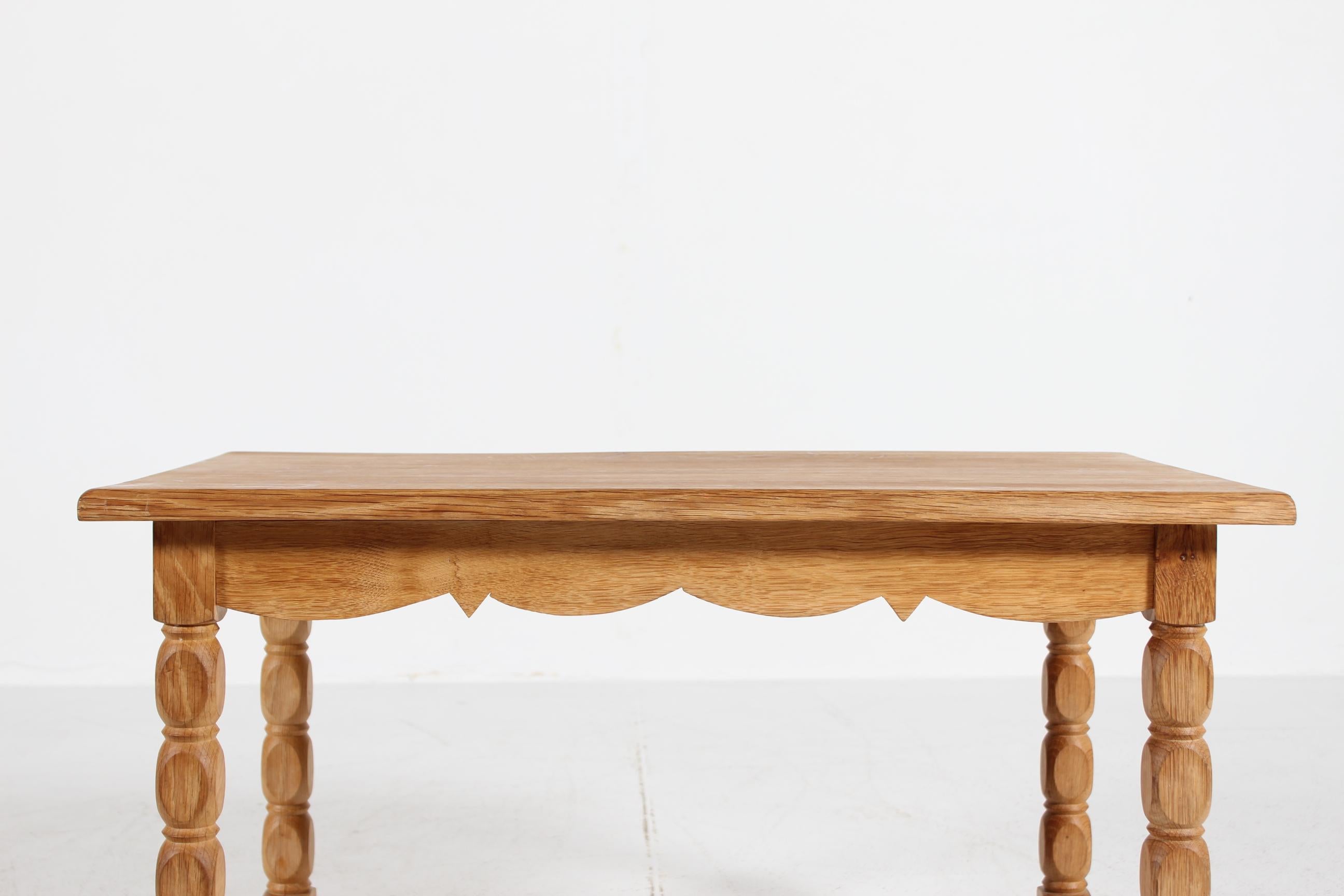 Woodwork Danish Crafted Coffee Table of Solid Oak in Henning  Kjærnulf Style 1970s