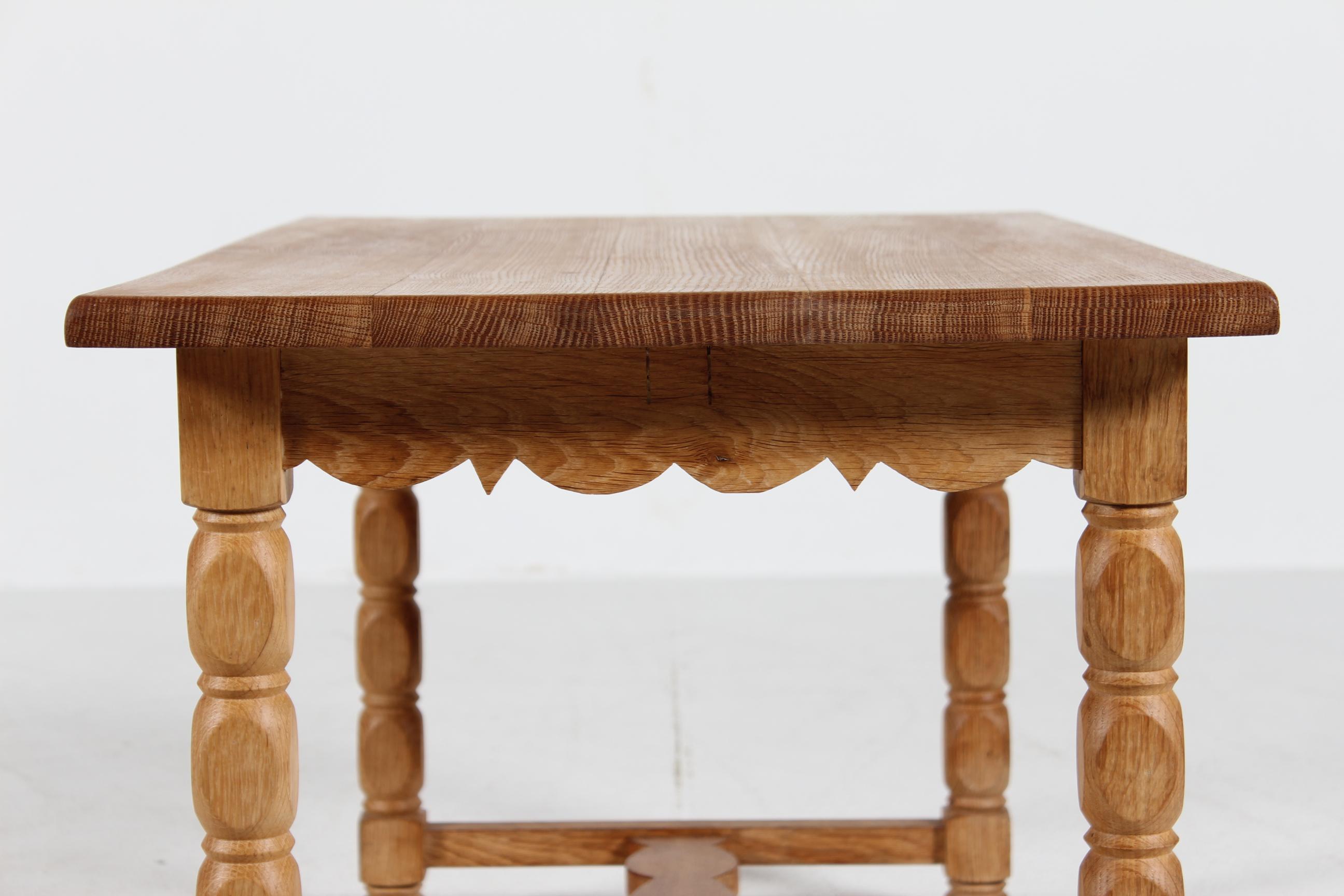 Late 20th Century Danish Crafted Coffee Table of Solid Oak in Henning  Kjærnulf Style 1970s