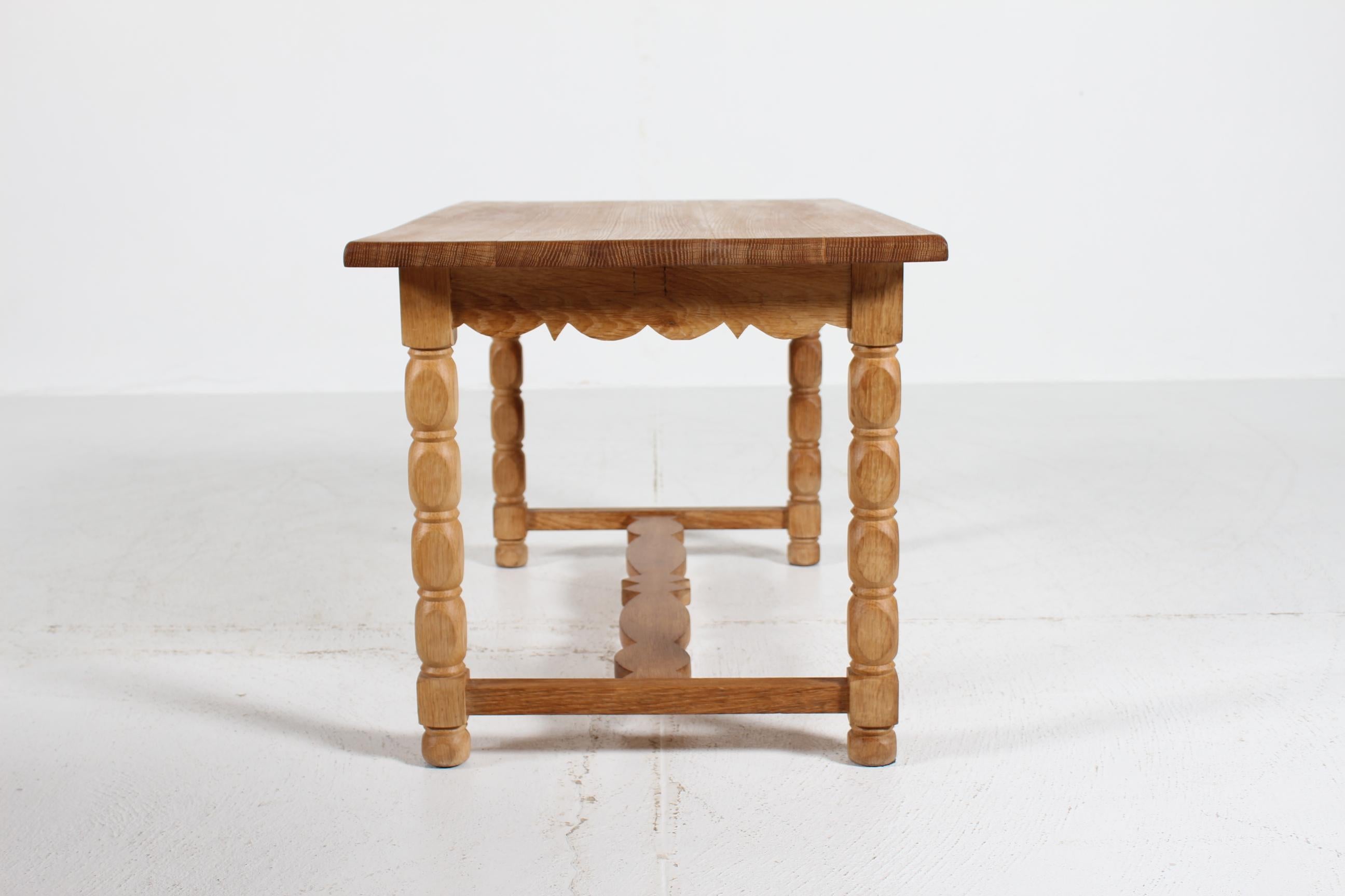 Danish Crafted Coffee Table of Solid Oak in Henning  Kjærnulf Style 1970s 1