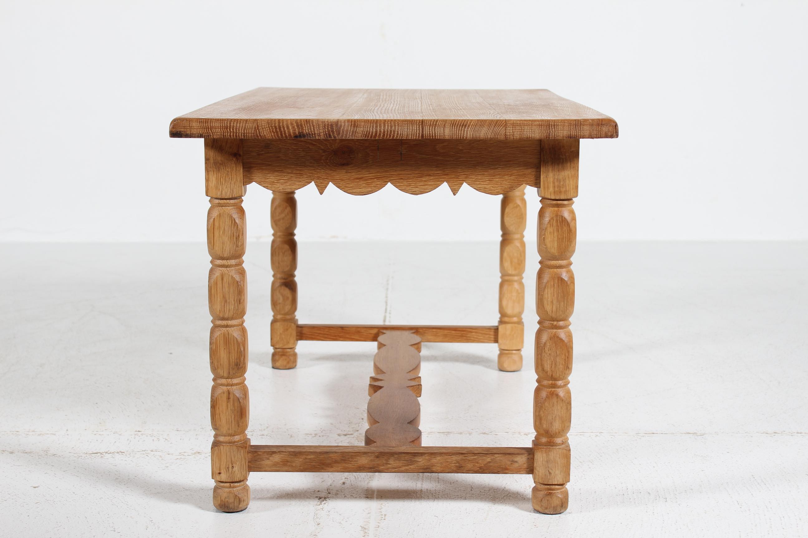 Danish Crafted Coffee Table of Solid Oak in Henning  Kjærnulf Style 1970s 2