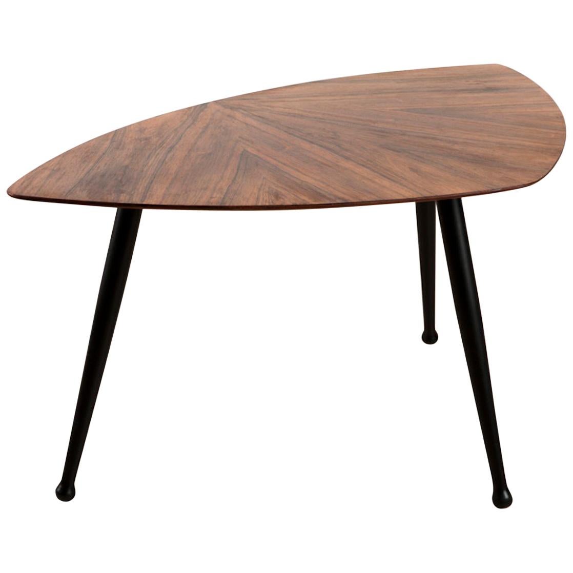 Danish Craftsman Tripod Base Coffee Table, Rosewood Top Ebonized Legs