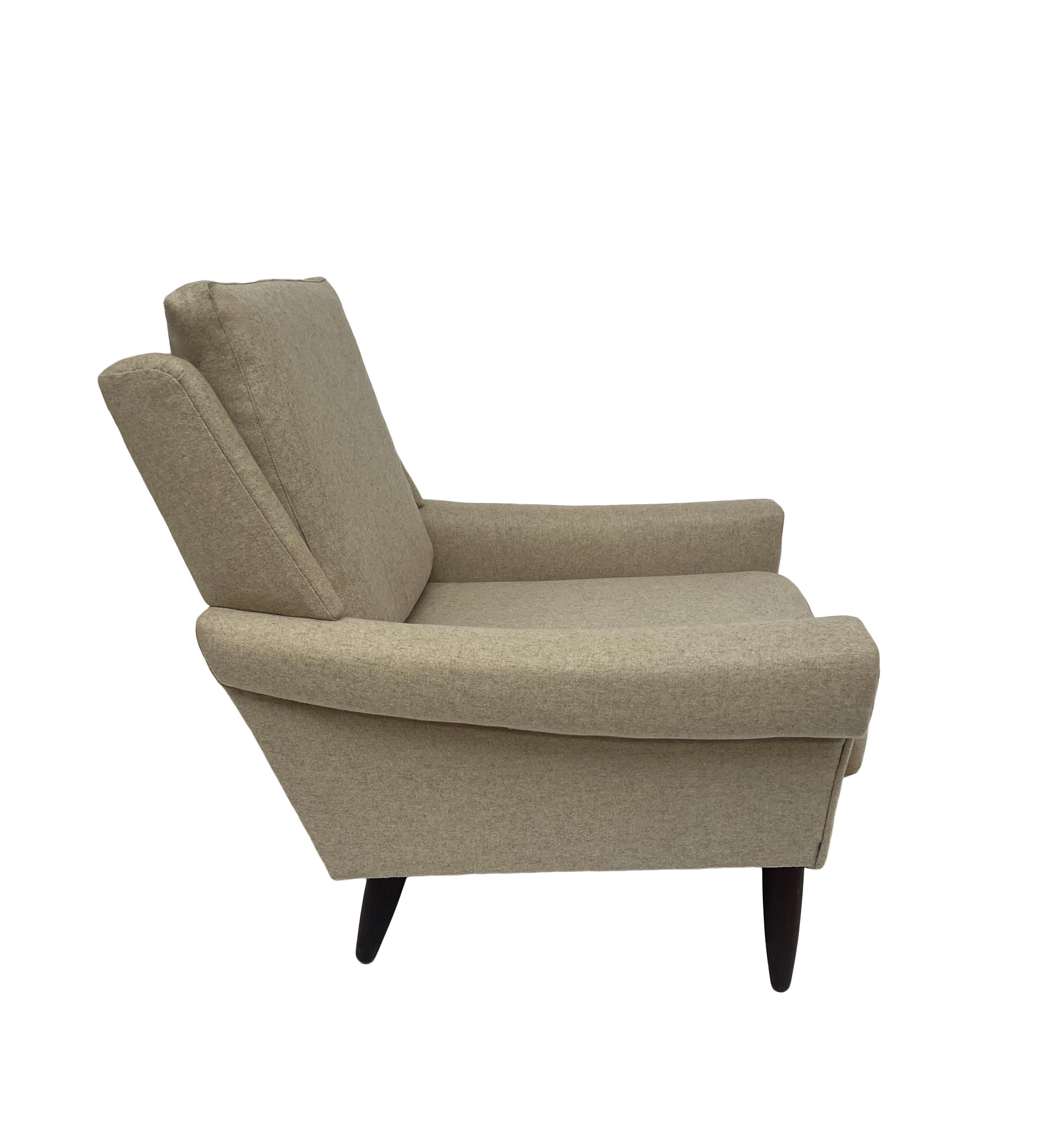 Danish Cream Wool and Teak Armchair Mid Century Chair 1960s For Sale 6