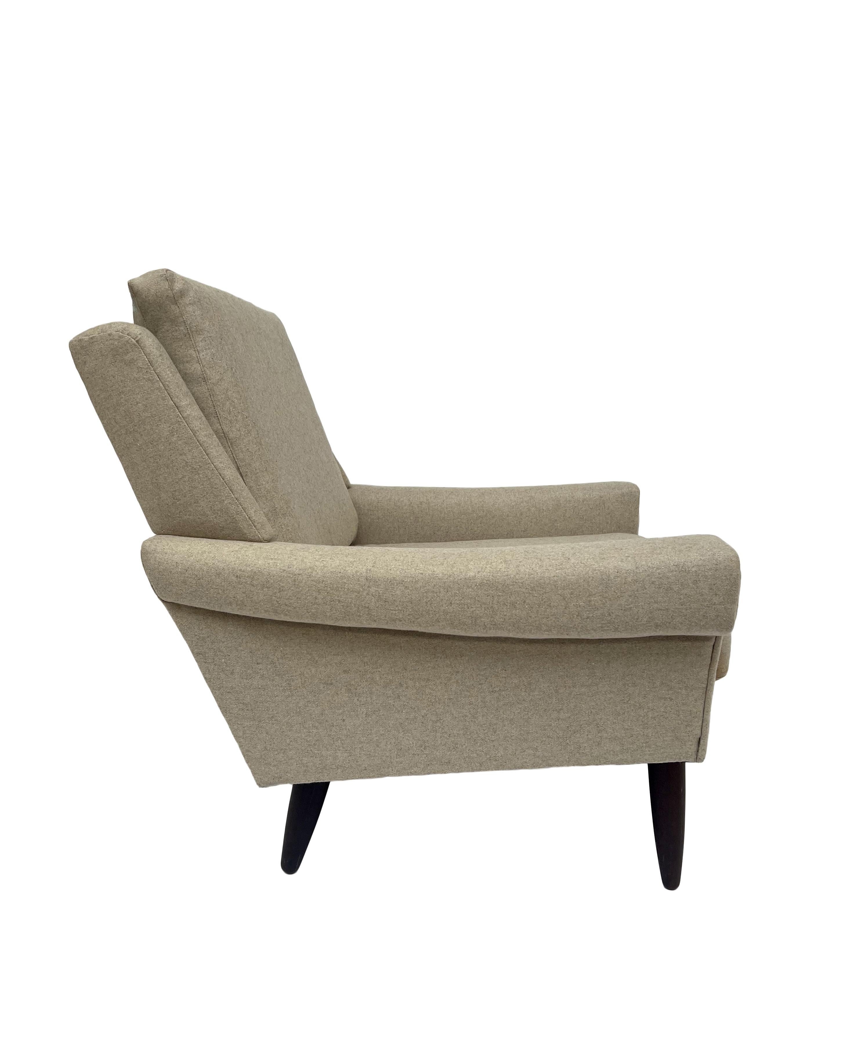 Danish Cream Wool and Teak Armchair Mid Century Chair 1960s 7