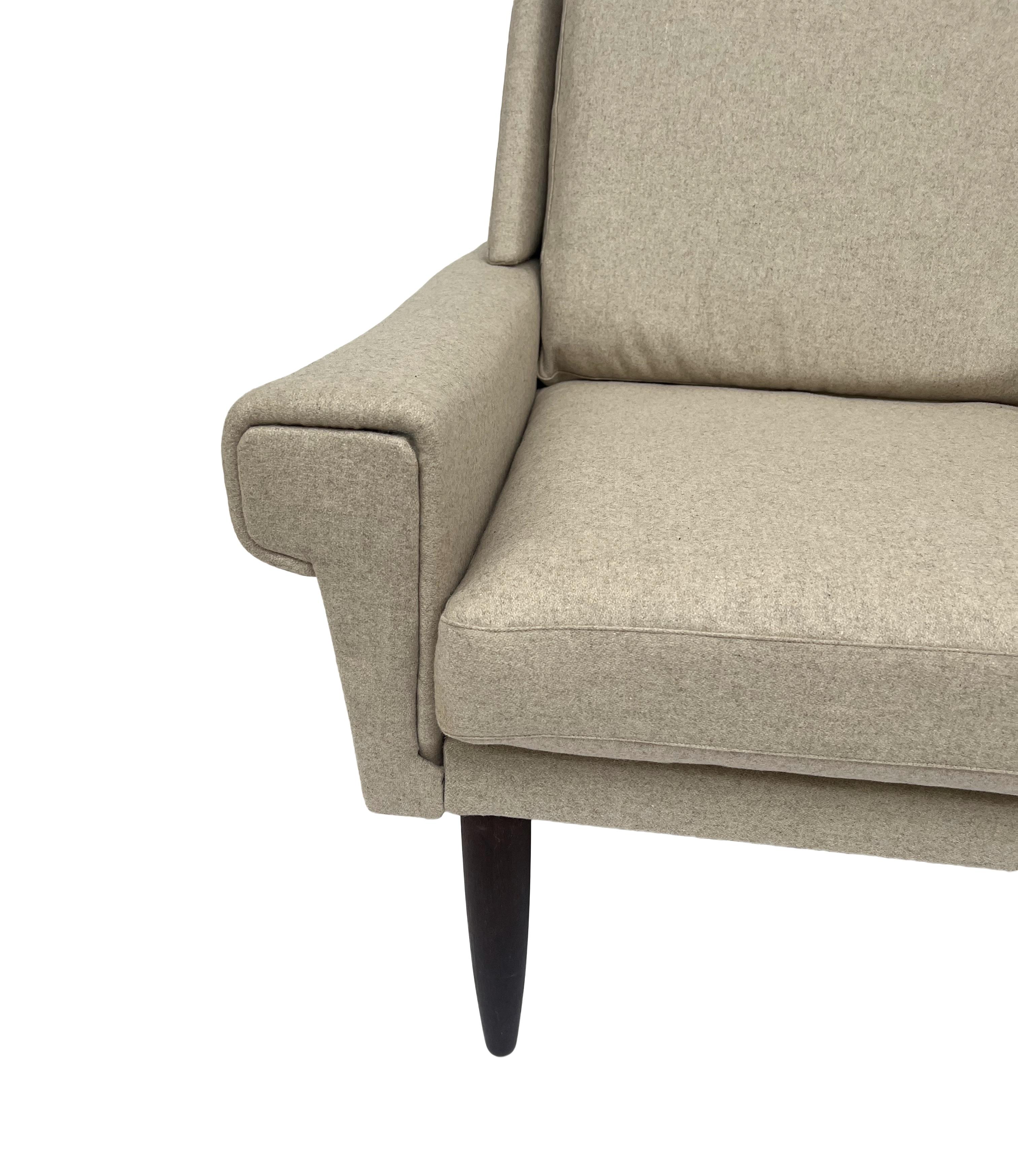 Danish Cream Wool and Teak Armchair Mid Century Chair 1960s For Sale 9