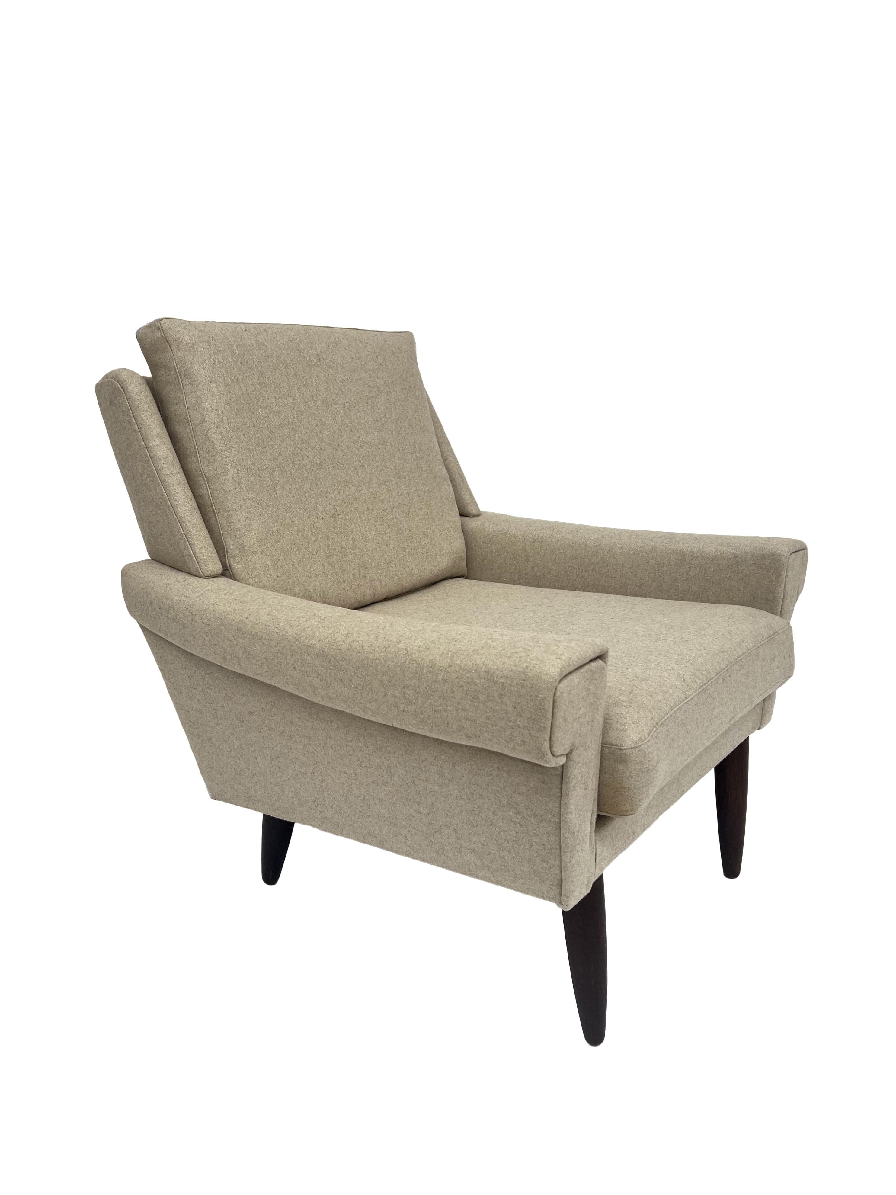 Danish Cream Wool and Teak Armchair Mid Century Chair 1960s For Sale 10