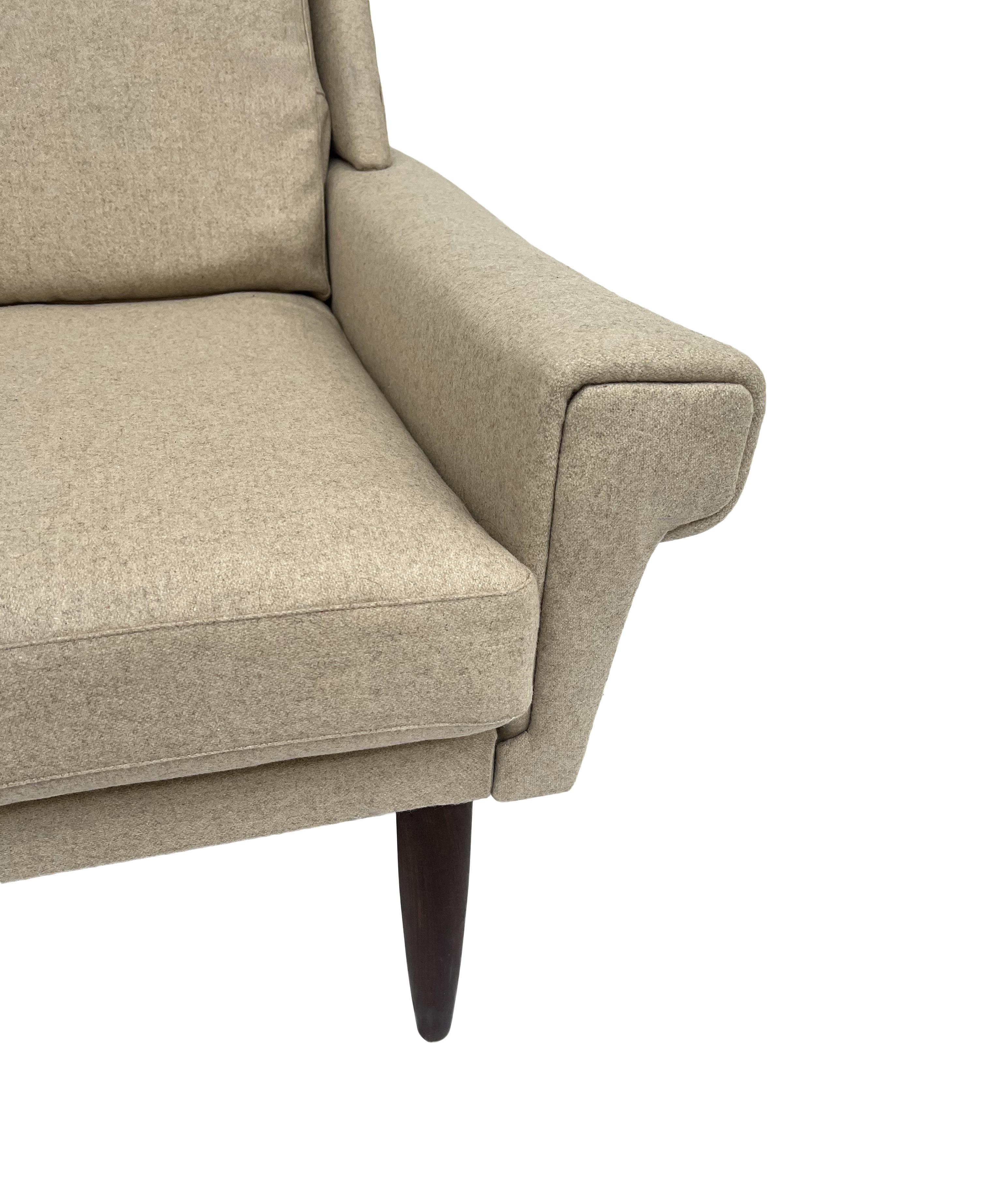 Danish Cream Wool and Teak Armchair Mid Century Chair 1960s For Sale 11