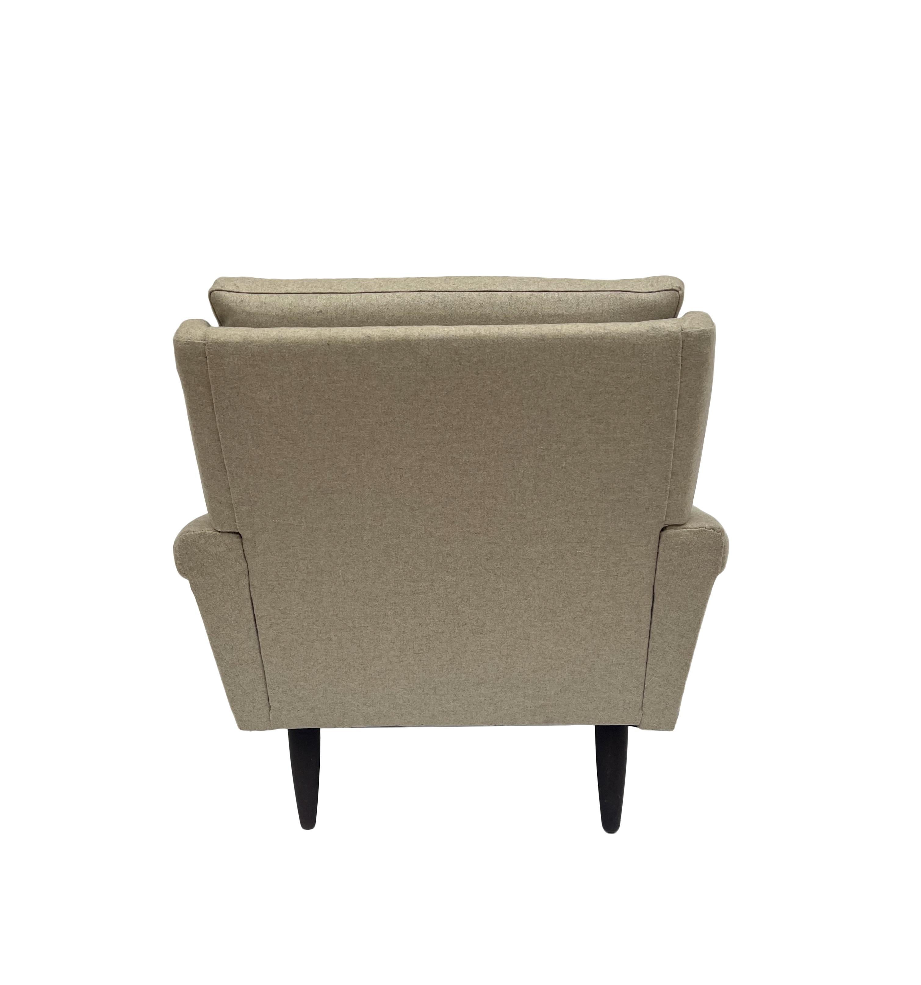 Danish Cream Wool and Teak Armchair Mid Century Chair 1960s 1
