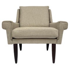 Used Danish Cream Wool and Teak Armchair Mid Century Chair 1960s