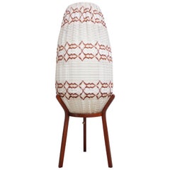 Danish Crocheted Lamp on Teak Base in Brown