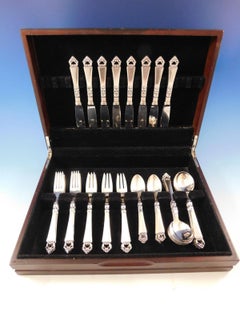 Danish Crown by Frigast Denmark Sterling Silver Flatware Set 8 Service 40 Pcs