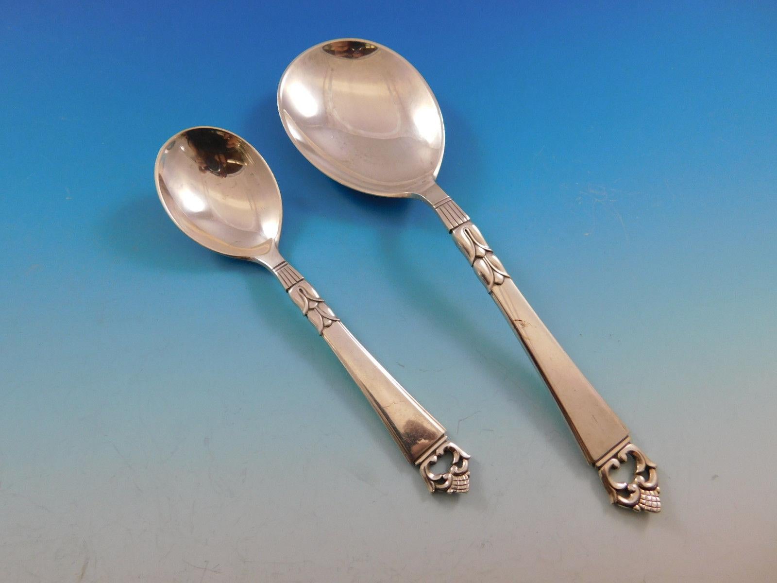 Danish Crown by Frigast Servizio di posate in argento sterling per 8 set 79 pezzi per la cena in vendita 5