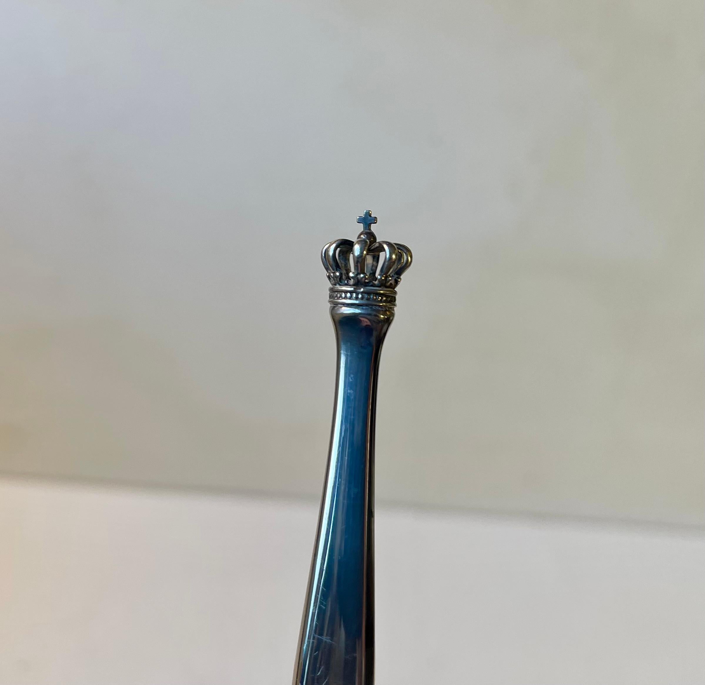 Dänischer Kronen-Brieföffner aus Sterlingsilber, 1930er Jahre (Mitte des 20. Jahrhunderts) im Angebot