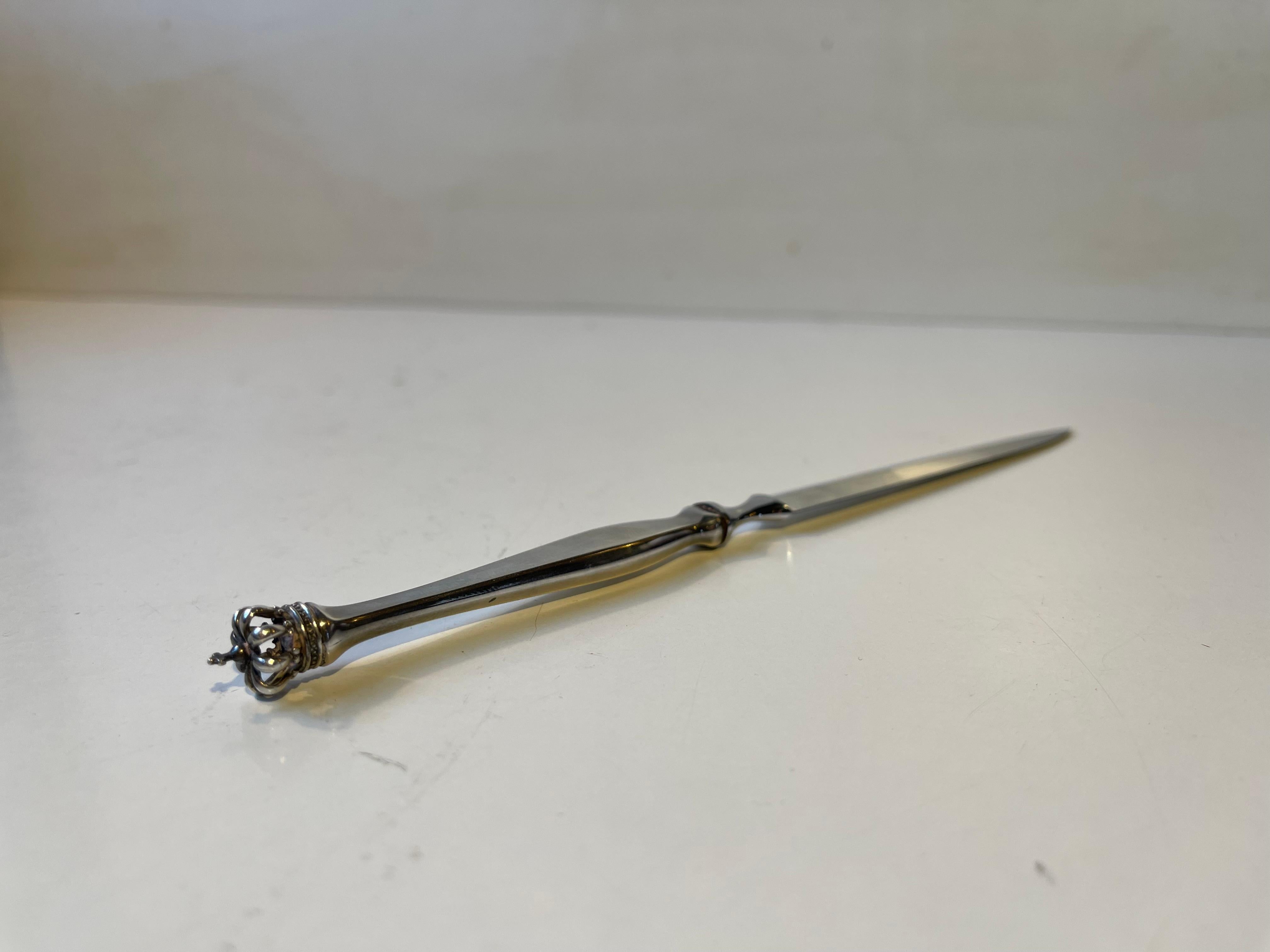 Dänischer Kronen-Brieföffner aus Sterlingsilber, 1930er Jahre im Angebot 1