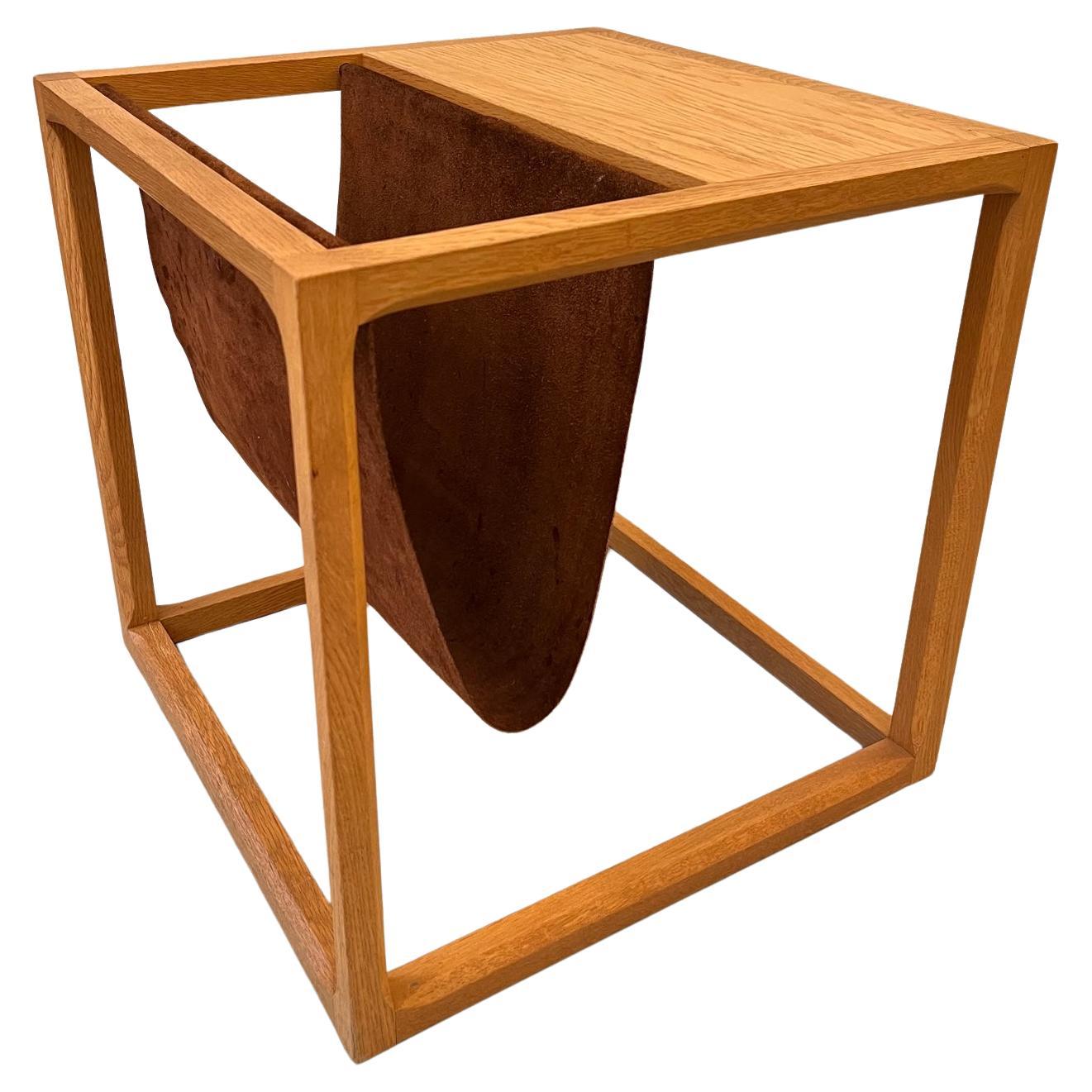 Danish Cube OaK Magazine Rack / Side Table by Kai Kristiansen, Denamark ca.1960s