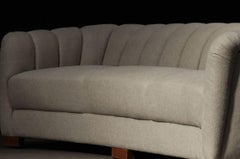 Danish Curved Antique Sofa, Linen