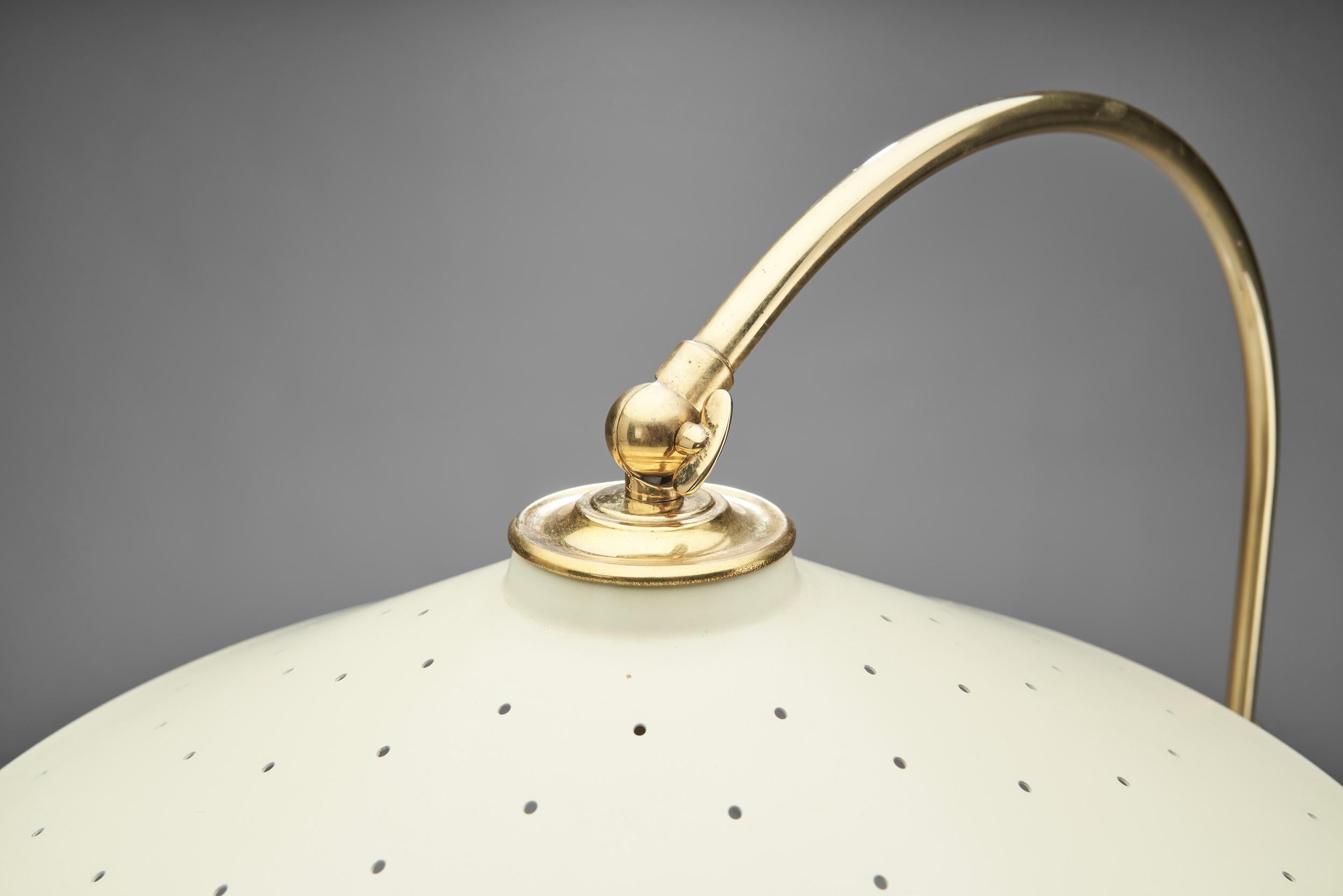 Danish Curved Brass Floor Lamp, Denmark ca 1950s 7