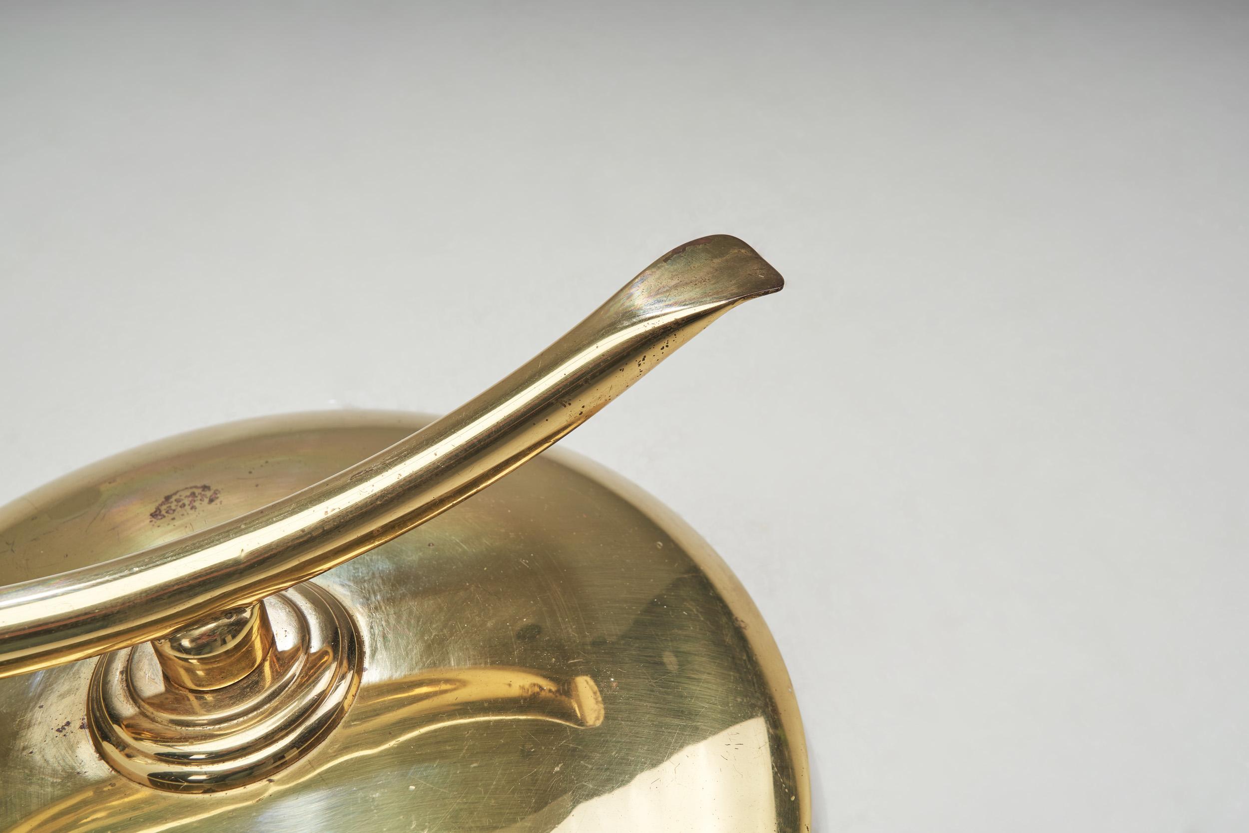 Danish Curved Brass Floor Lamp, Denmark ca 1950s 11