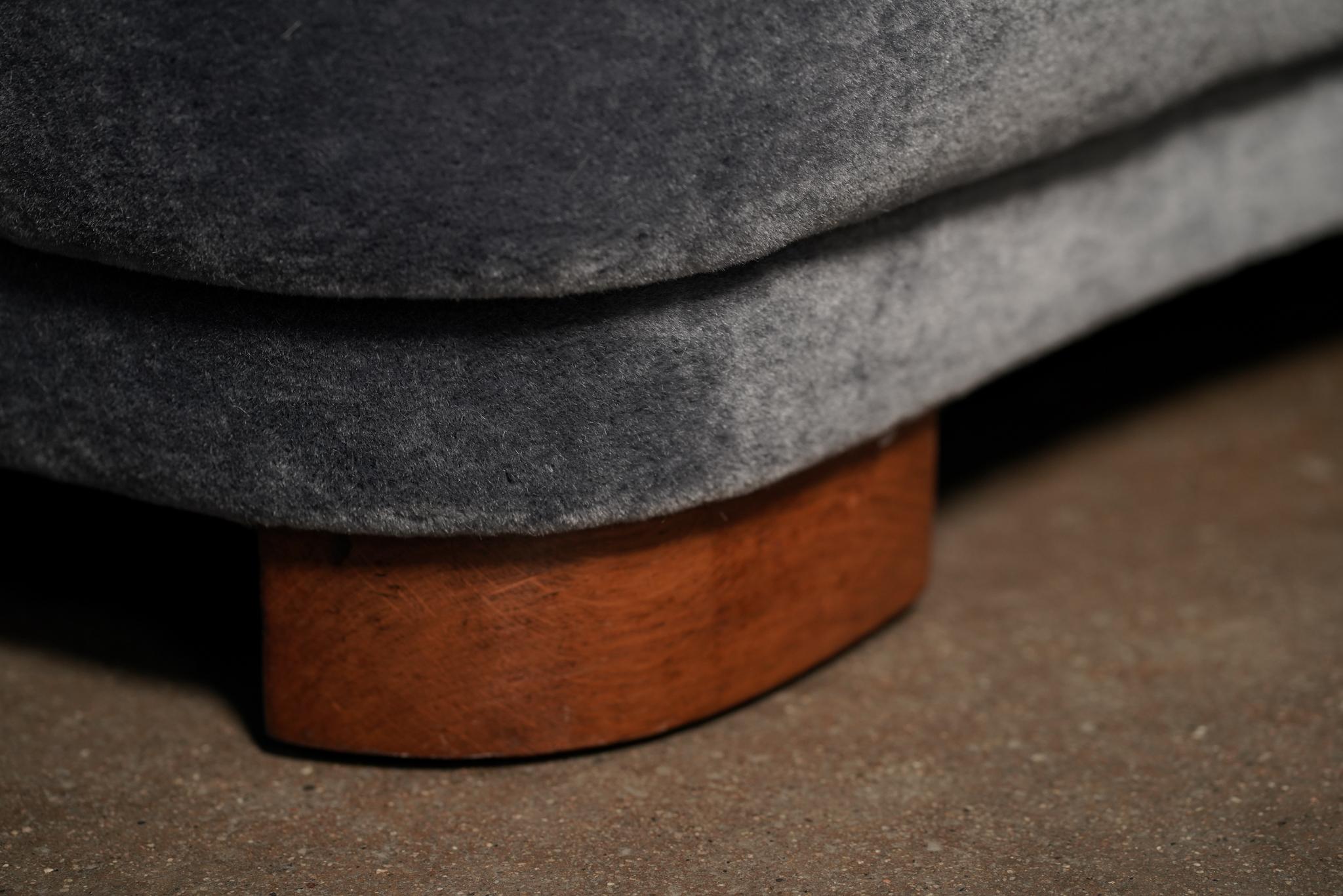Danish Curved Sofa, Blue Mohair 1