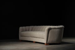 Danish Curved Sofa, Linen