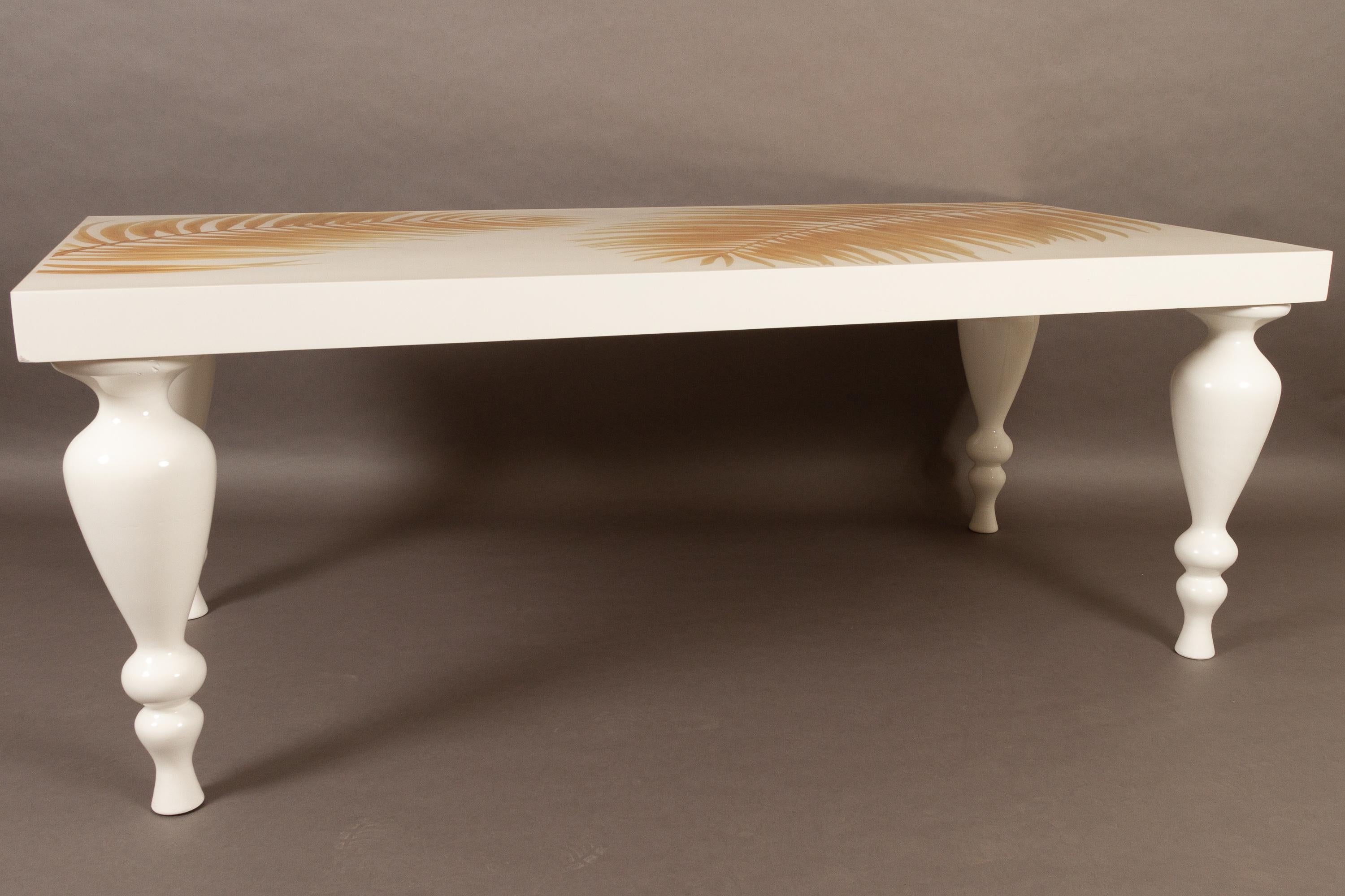 Danish Custom Made Large White Dining Table, 1990s In Good Condition In Asaa, DK