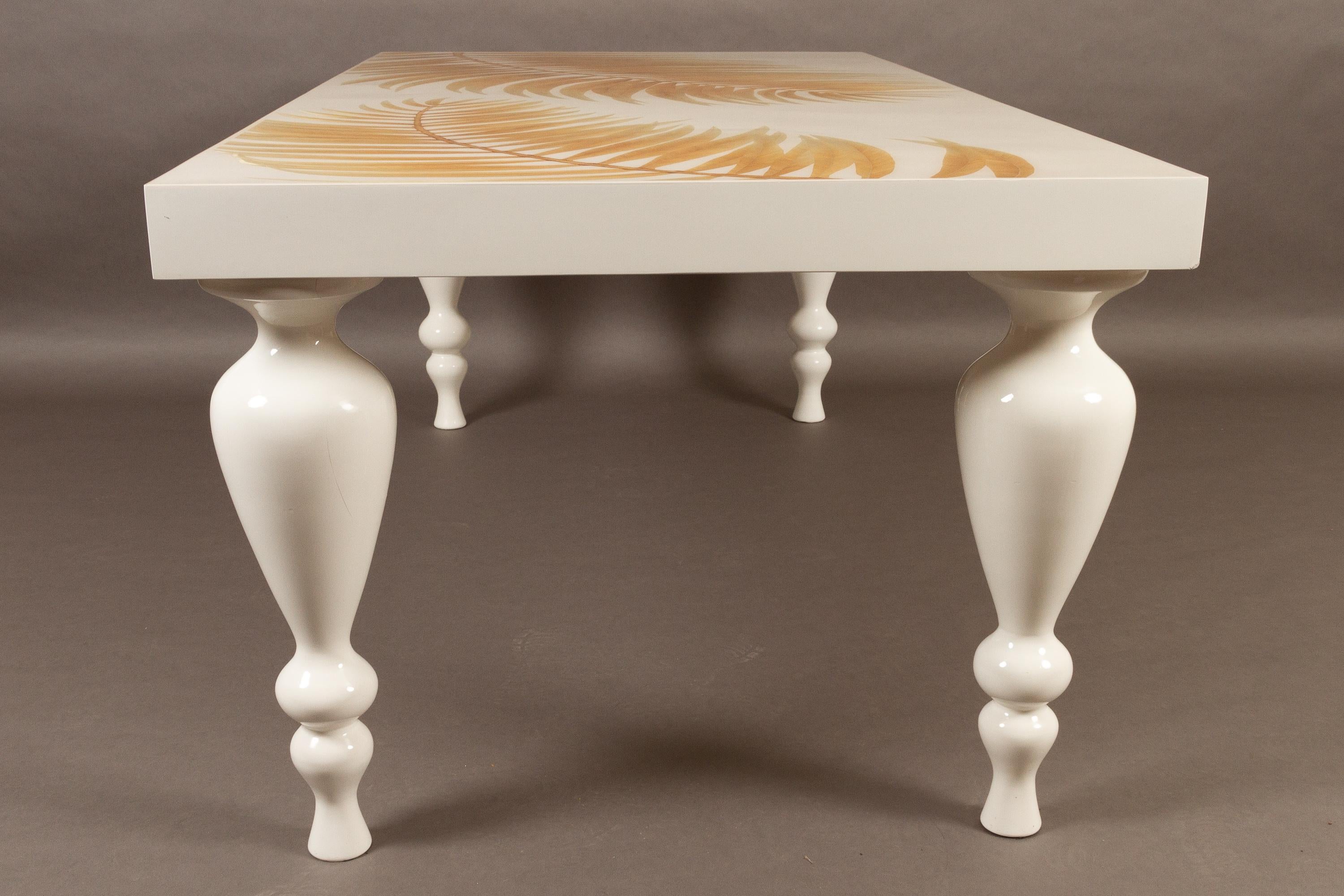 Wood Danish Custom Made Large White Dining Table, 1990s