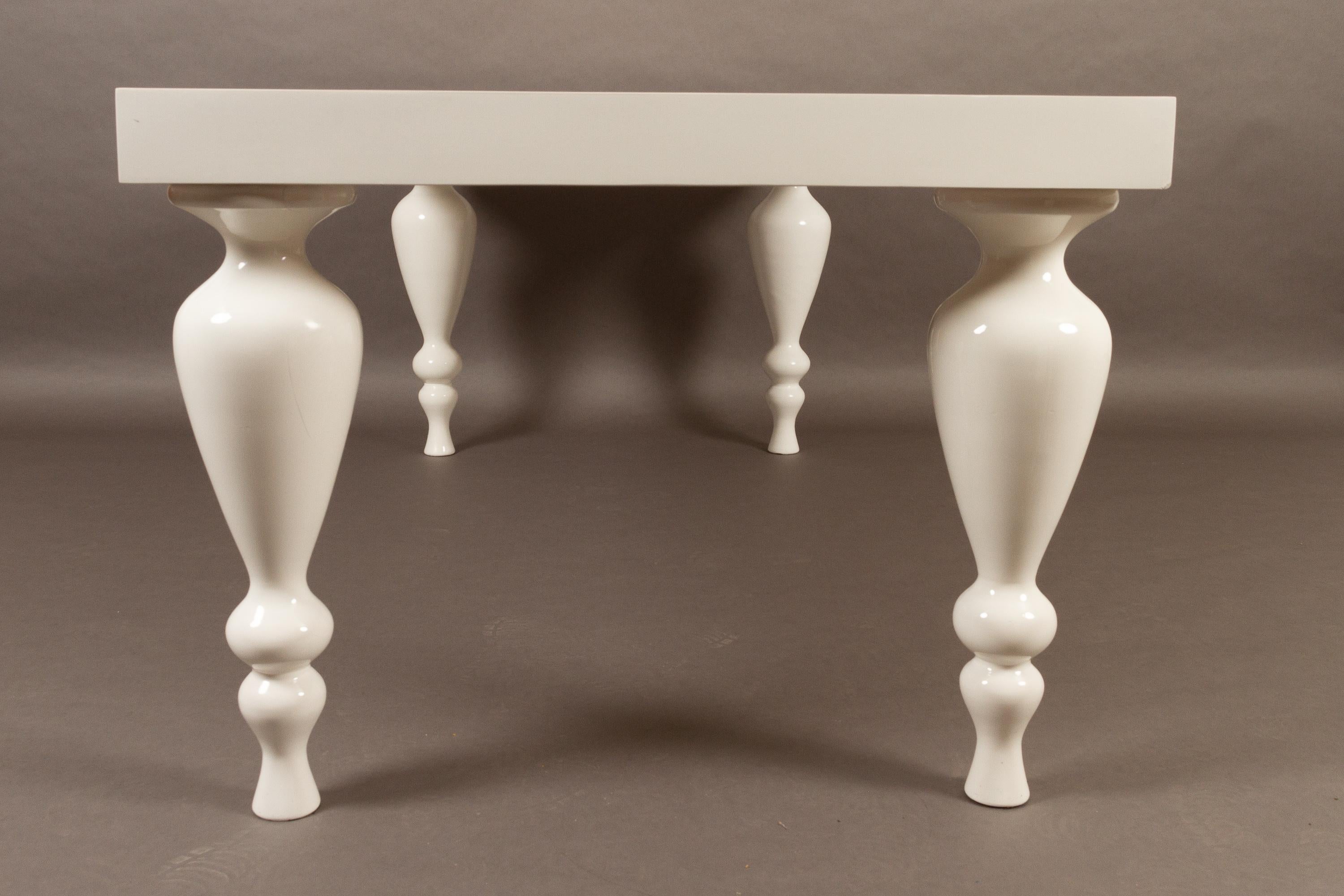 Danish Custom Made Large White Dining Table, 1990s 2