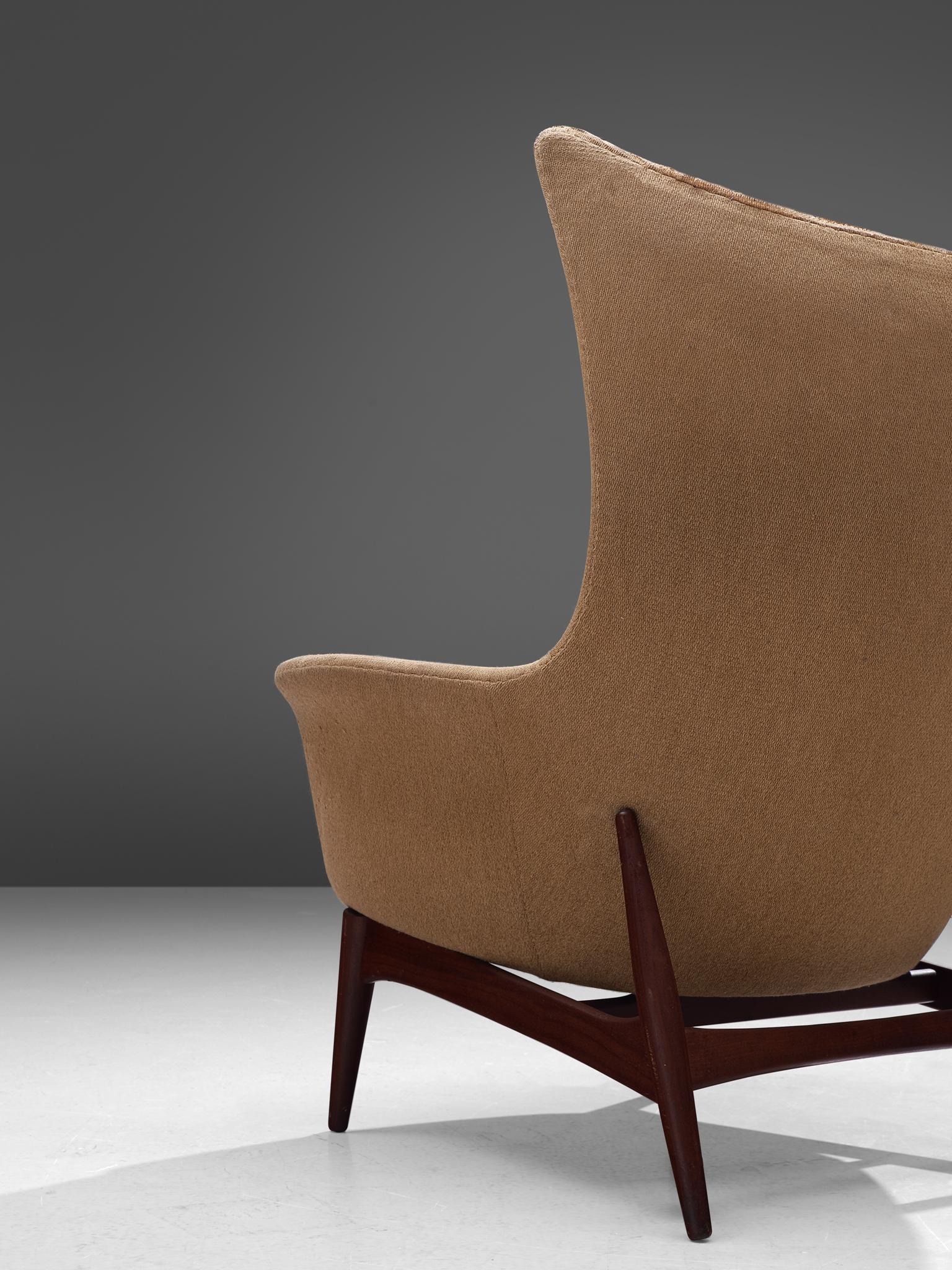 Fabric Danish Customizable Egg Lounge Chair in Teak