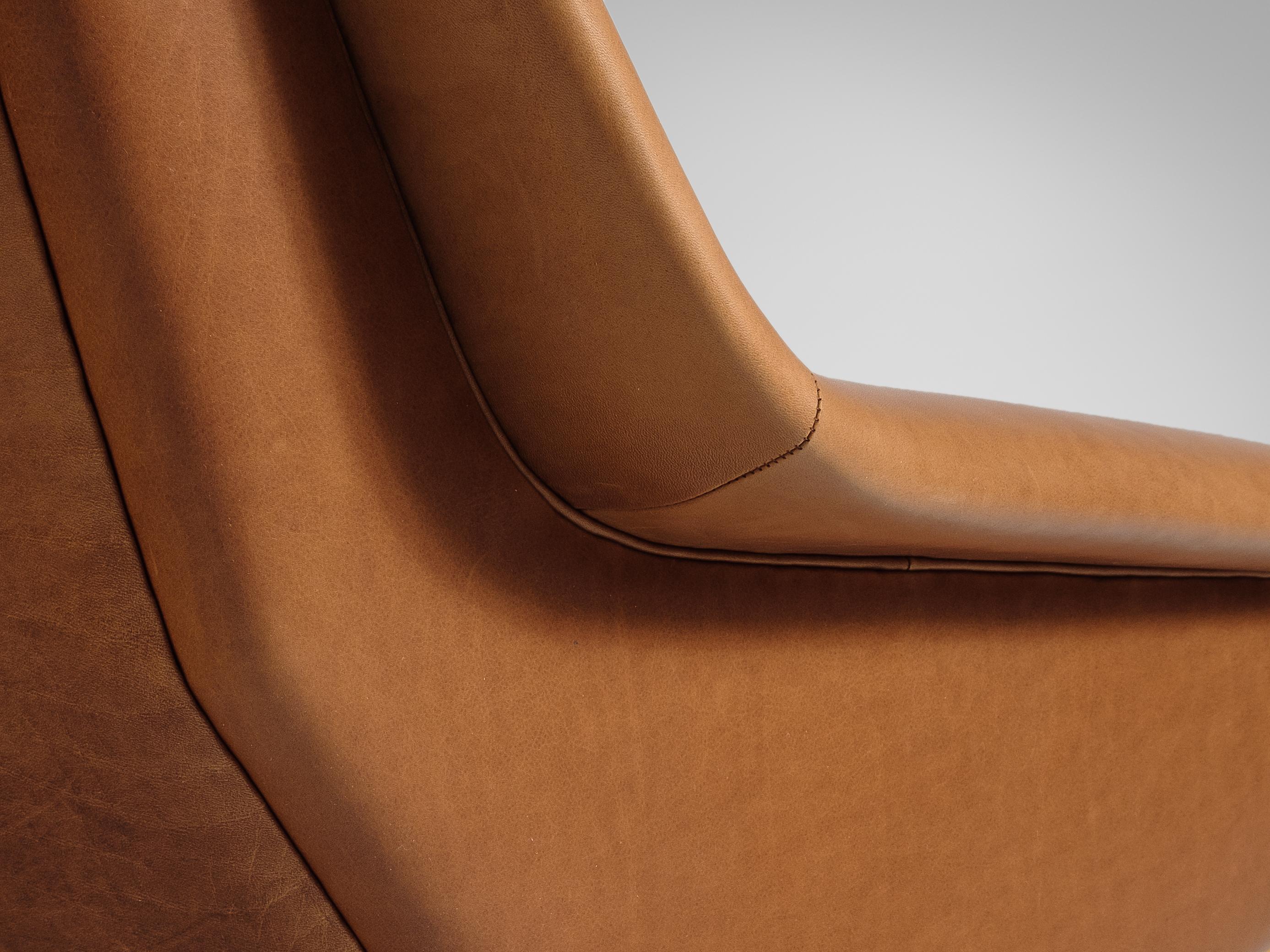 Folke Ohlsson Lounge Chair in Cognac Leather In Good Condition In Waalwijk, NL