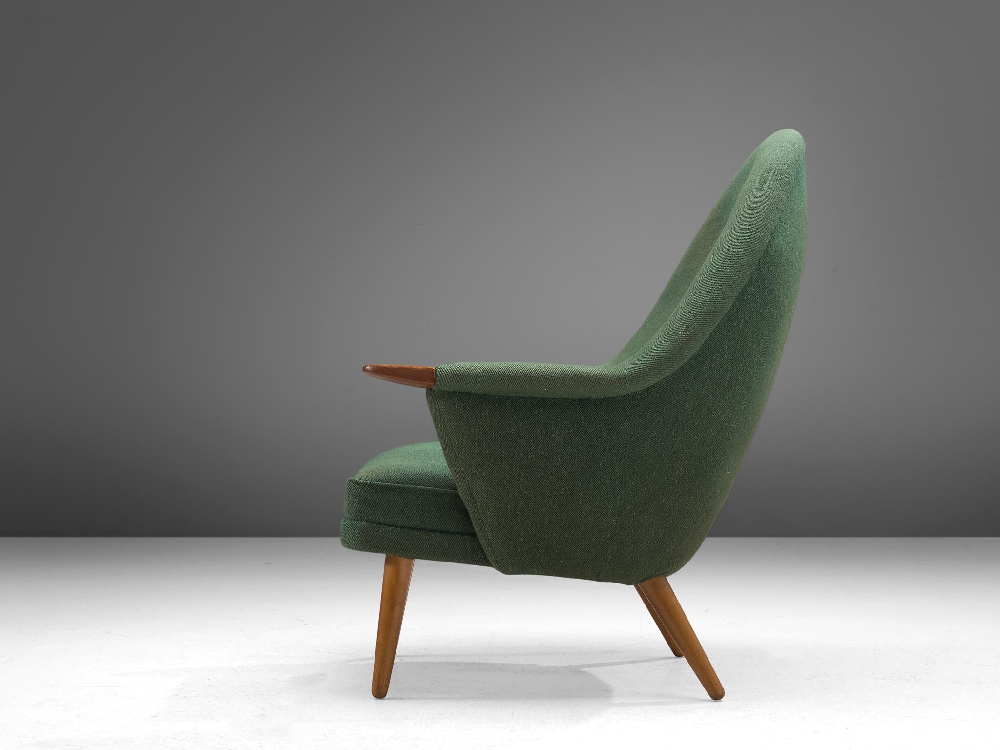 Scandinavian Modern Danish Lounge Chair with Rounded Backrest