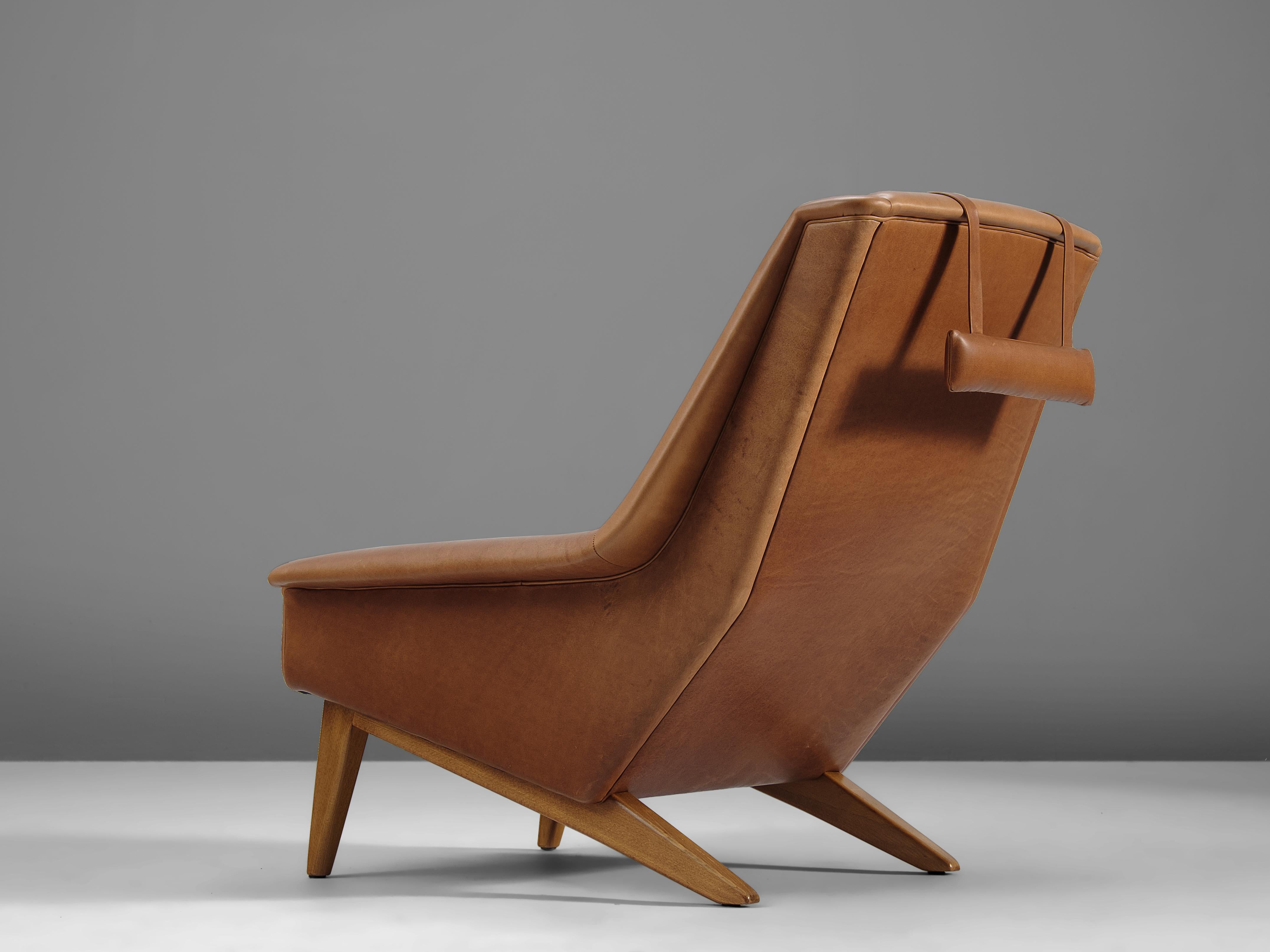 Mid-20th Century Folke Ohlsson Lounge Chair in Cognac Leather