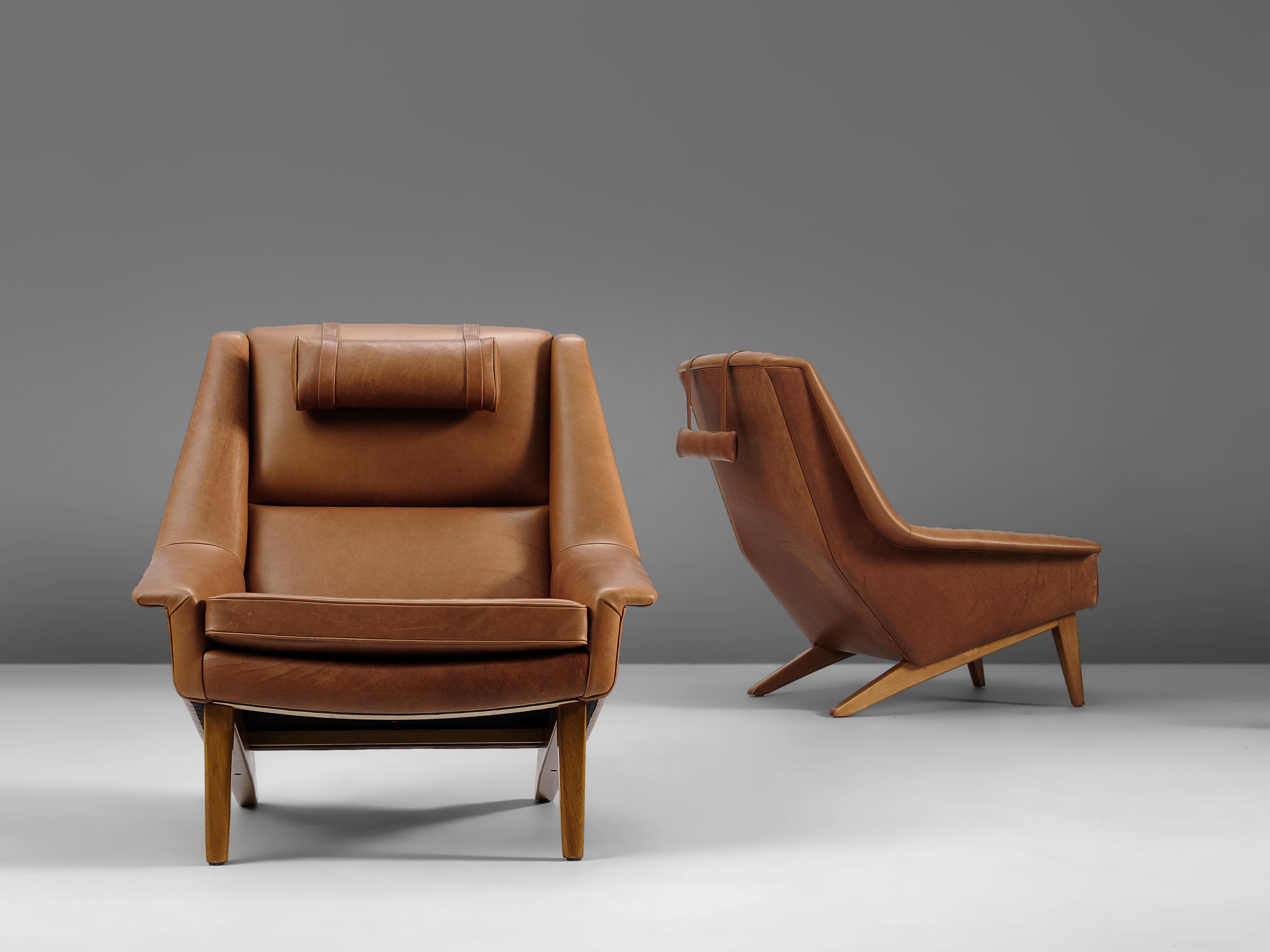 Folke Ohlsson Lounge Chair in Cognac Leather 2
