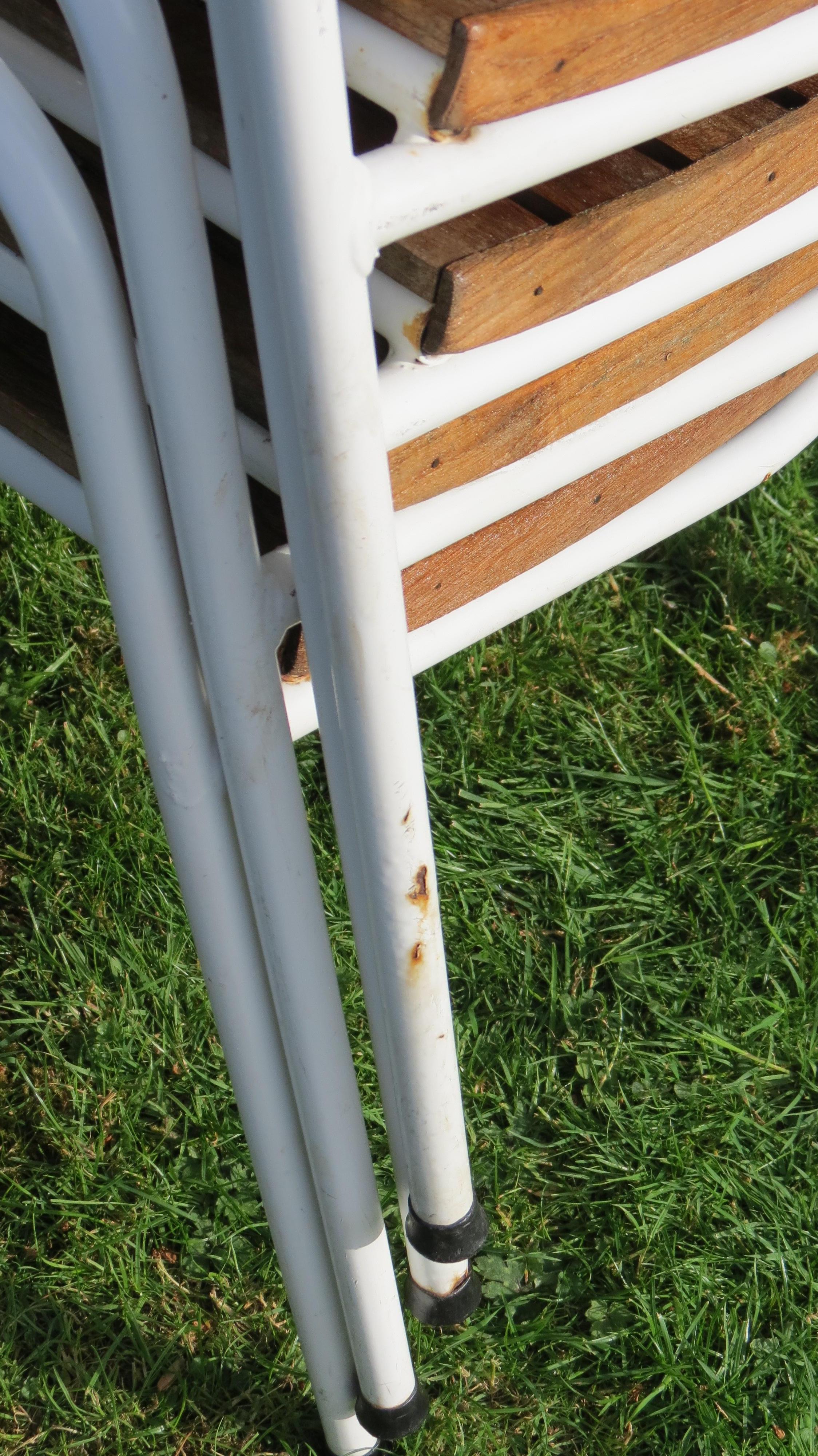 Danish Daneline Garden Chairs in Teak Set of 4 Stackable Garden Chairs 7