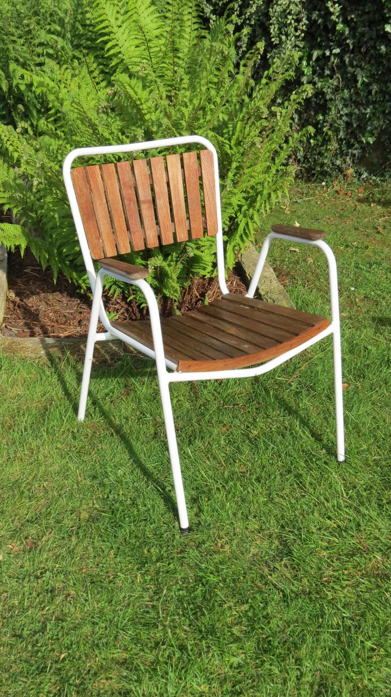 Danish Daneline Garden Chairs in Teak Set of 4 Stackable Garden Chairs