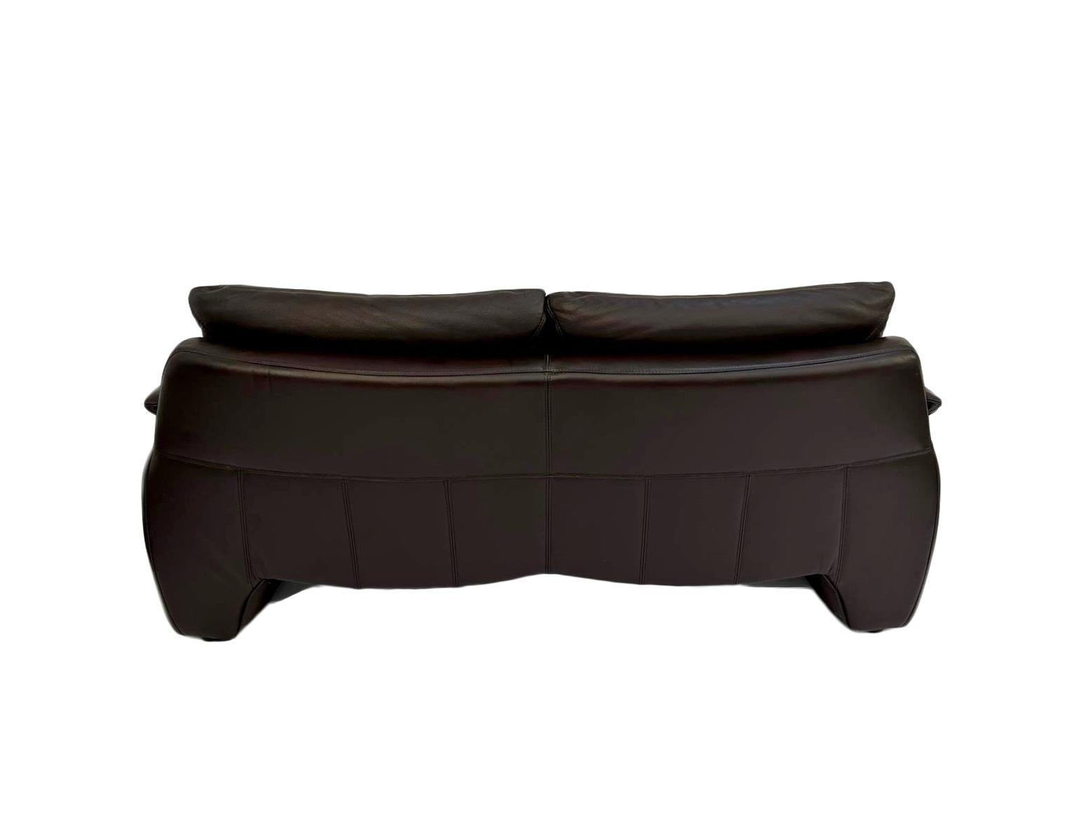 Danish Dark Brown Leather Large 2 Seater Sofa For Sale at 1stDibs