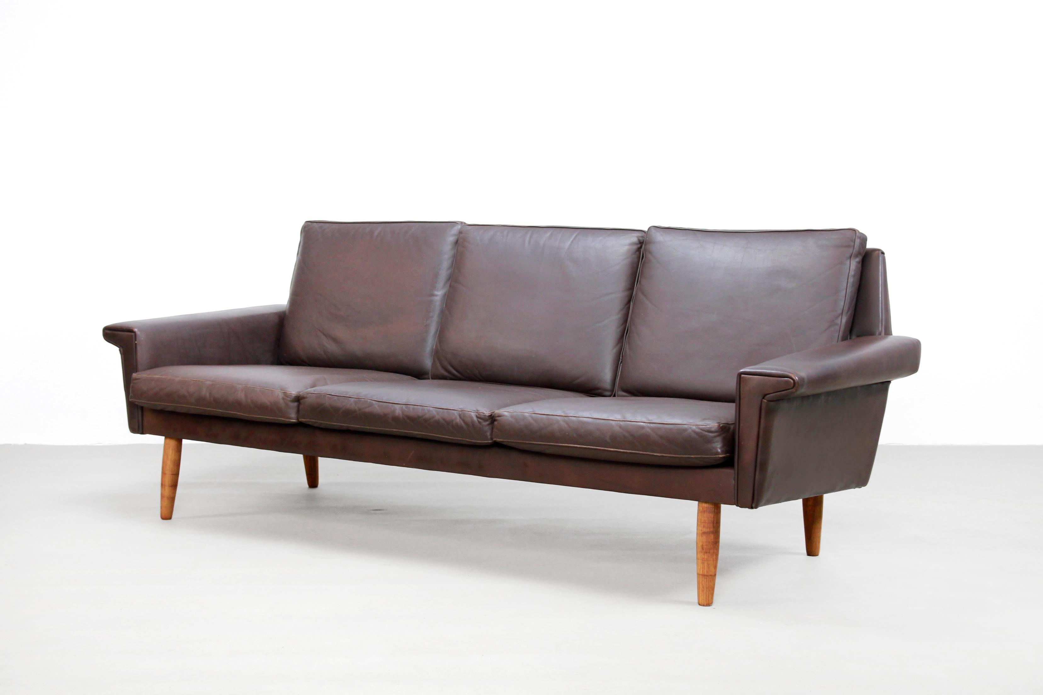 Danish Dark Brown Leather Seating Group by Vejen Polstermøbelfabrik, 1960s 5