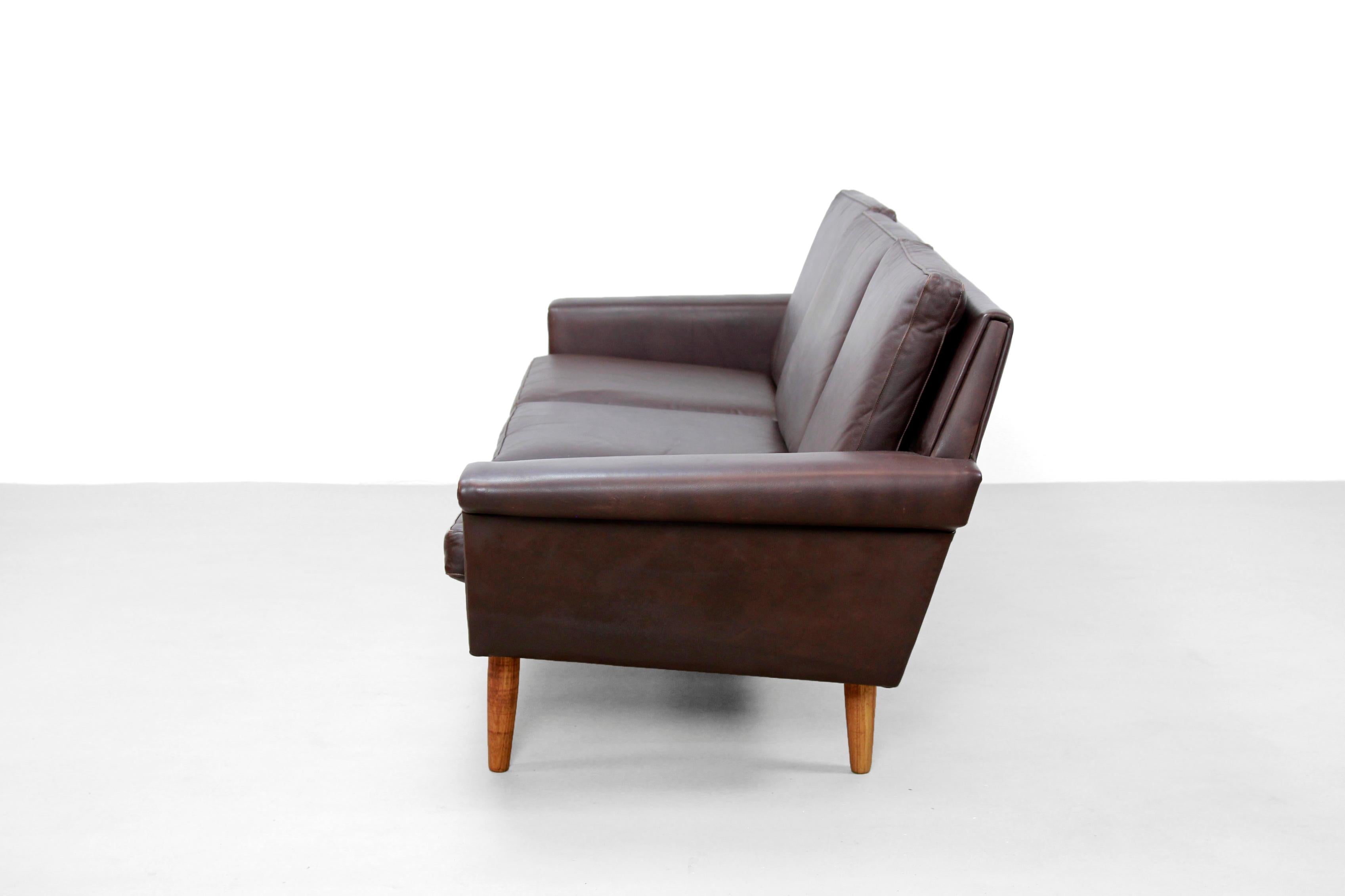 Danish Dark Brown Leather Seating Group by Vejen Polstermøbelfabrik, 1960s 6