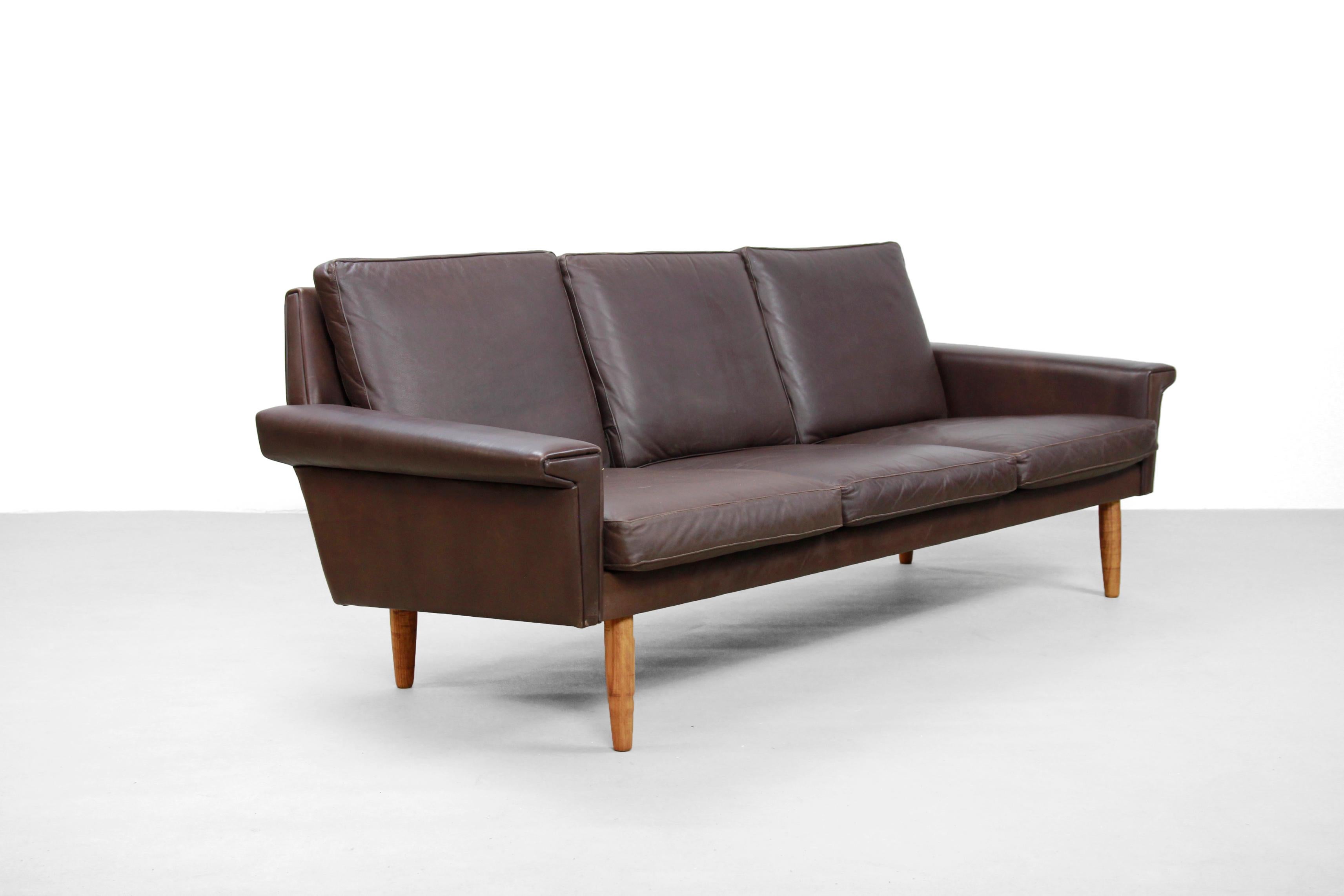 Danish Dark Brown Leather Seating Group by Vejen Polstermøbelfabrik, 1960s 4